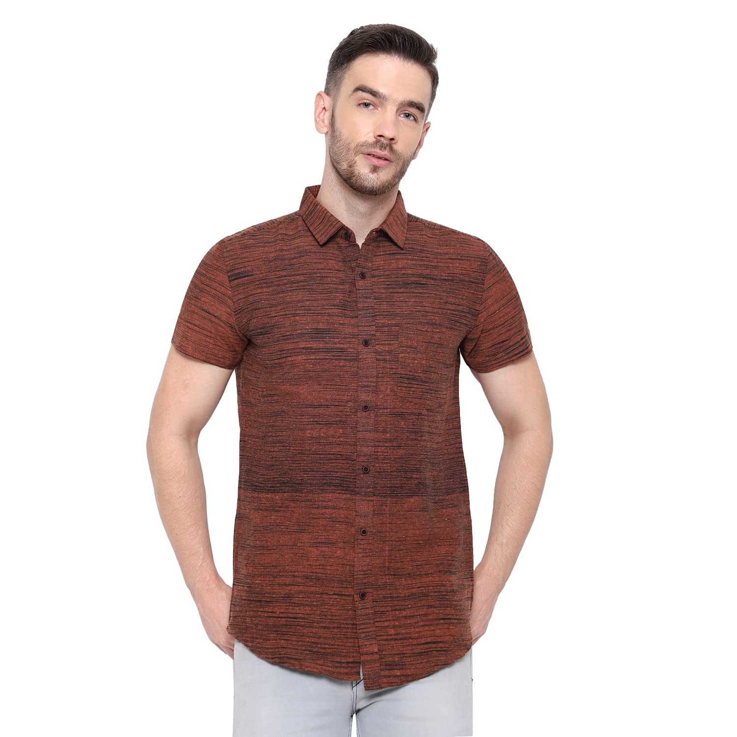 LATEST CHIKANMen's Cotton Blend Textured Half Sleeves Shirt