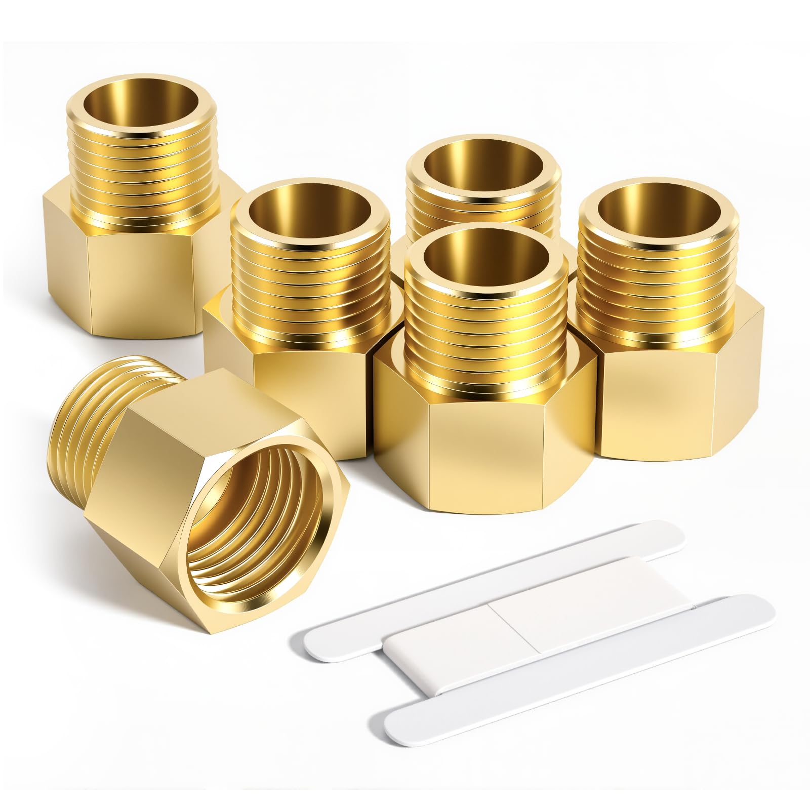 Bwintech 2 Uds 1/2 "hembra a 1/8" macho BSP rosca latón buje hexagonal conector reductor para conversión de conexión de tubería — view 9