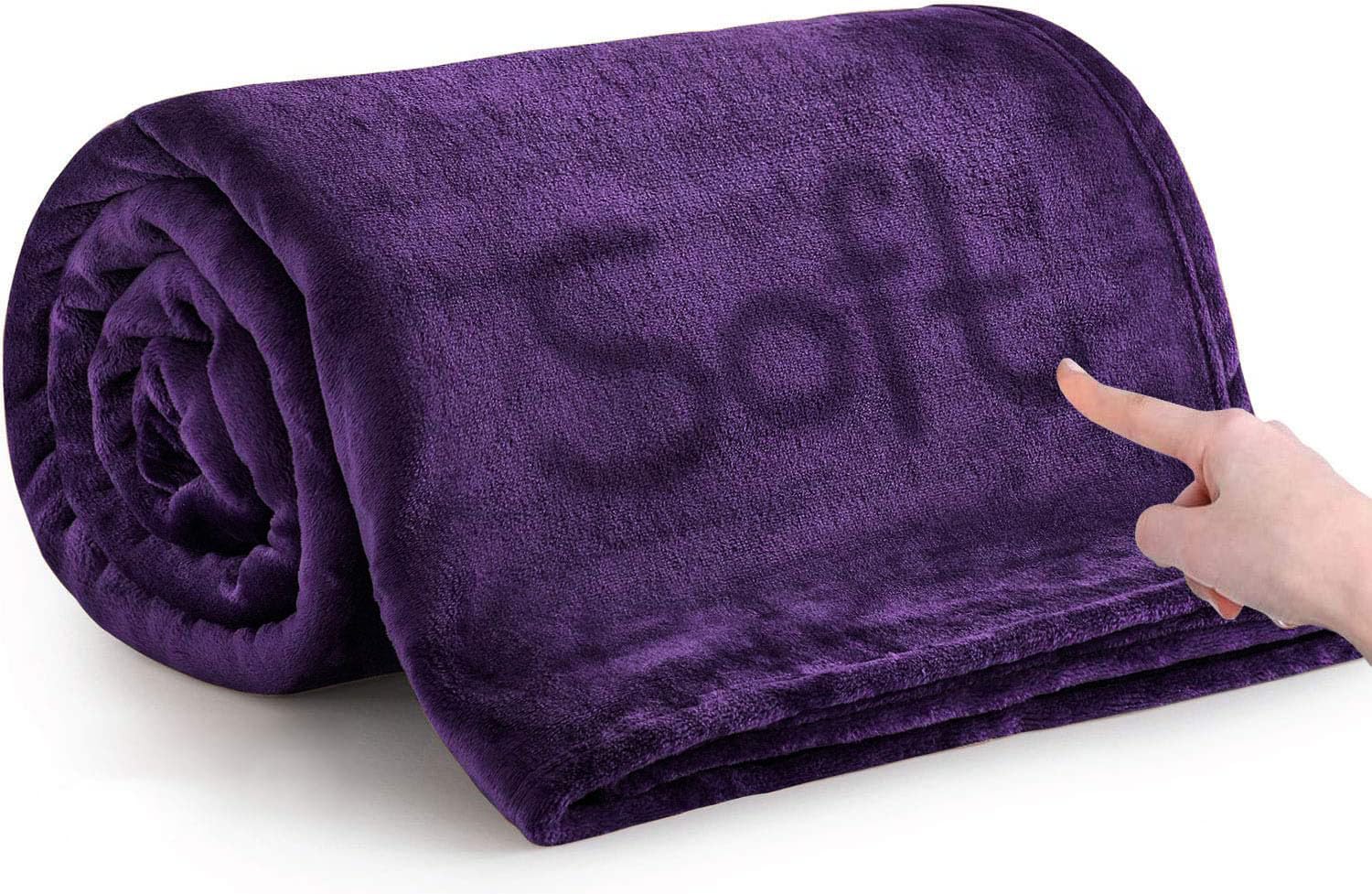 Moonlight20015 Purple Fleece Throw Blanket For Sofa - Soft Cosy Fluffy Blankets For Bed, 400 Gsm Silk Touch Warm Single Throws For Audlts, 130X150 Cm