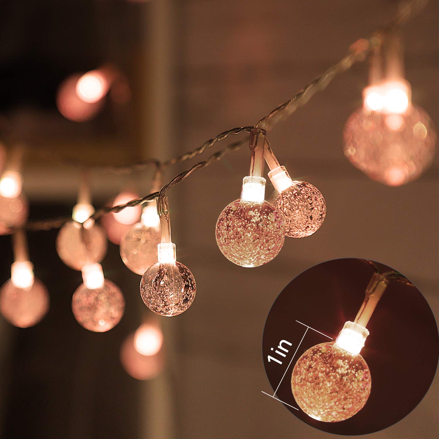 Color Changing String Lights Indoor, 33ft 60LED Connectable Plug in Crystal Globe String Lights Remote, Decorative Outdoor Lights for Girl Gift Room Wall Patio Garden Tent Camp Party Christmas Decor