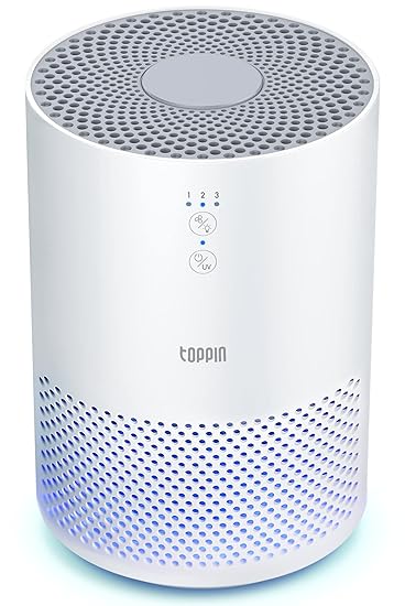 TOPPIN HEPA Air Purifiers for Home Bedroom UV Light Pet Hair Dander Pollen Smoke Dust Airborne Contaminants Odors Home Air Cleaner with Filter Night Light