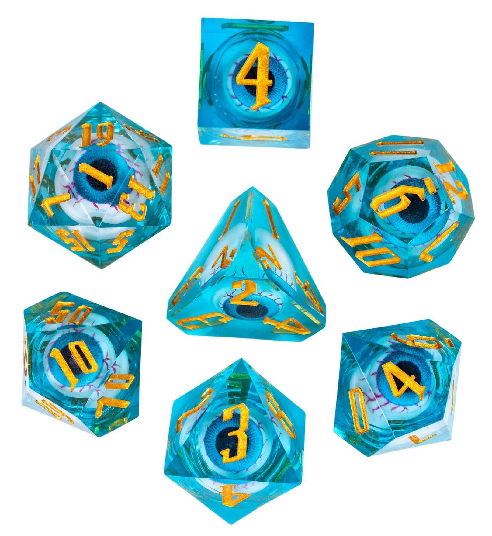 Set di dadi Occhio liquido blu