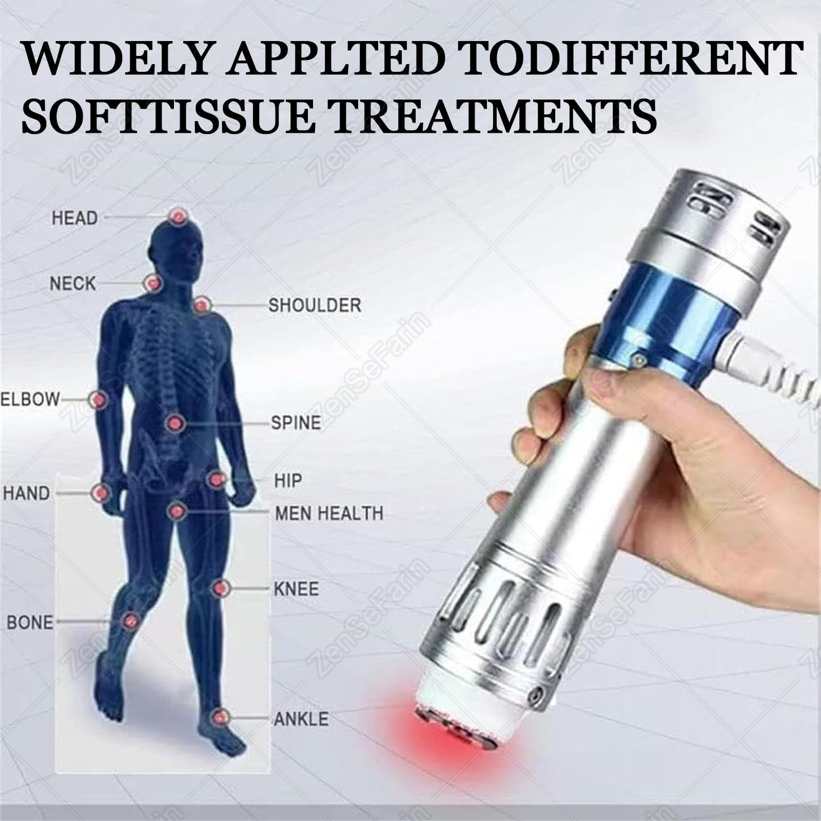 Instrumento De Fisioterapia Máquina Terapia Ondas Choque Extracorpóreas Masajeador Alivio Dolor Muscular,12 Modos,con 10 Cabezales Masaje Y Pantalla HD para Masaje Tejido Profundo
