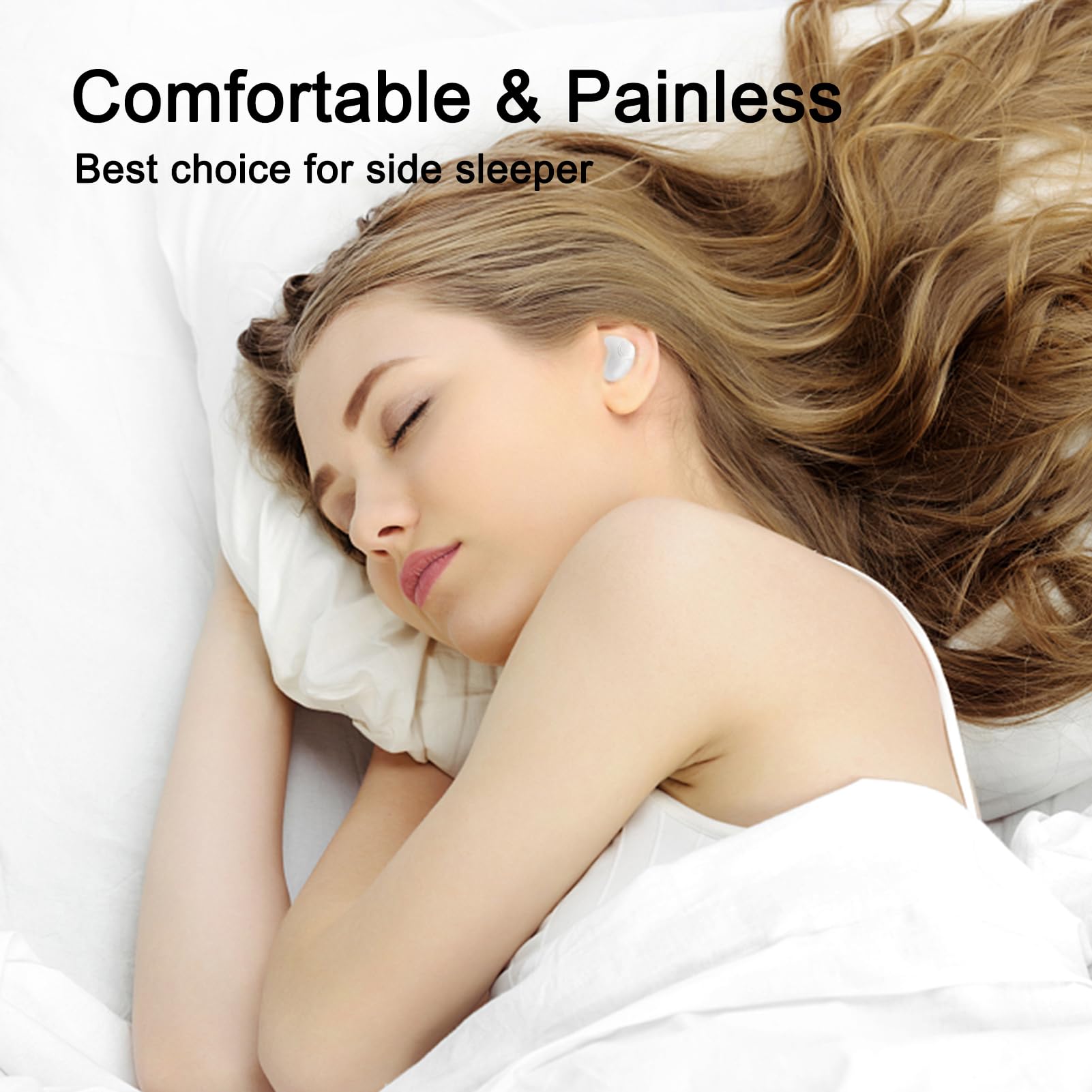Ruoanun Invisible Sleep - Auricolari wireless IPX5, impermeabili, con microfono integrato, con custodia di ricarica rapida di tipo C (bianco)