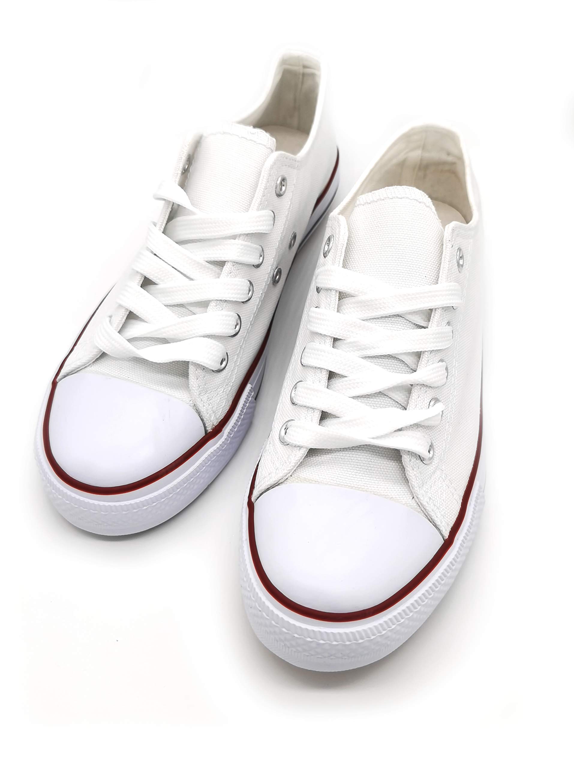 P&L ITALY COLLECTION Sneakers da Donna in Tela Bianca Sneakers Bianche con Punta in Gomma in Tela