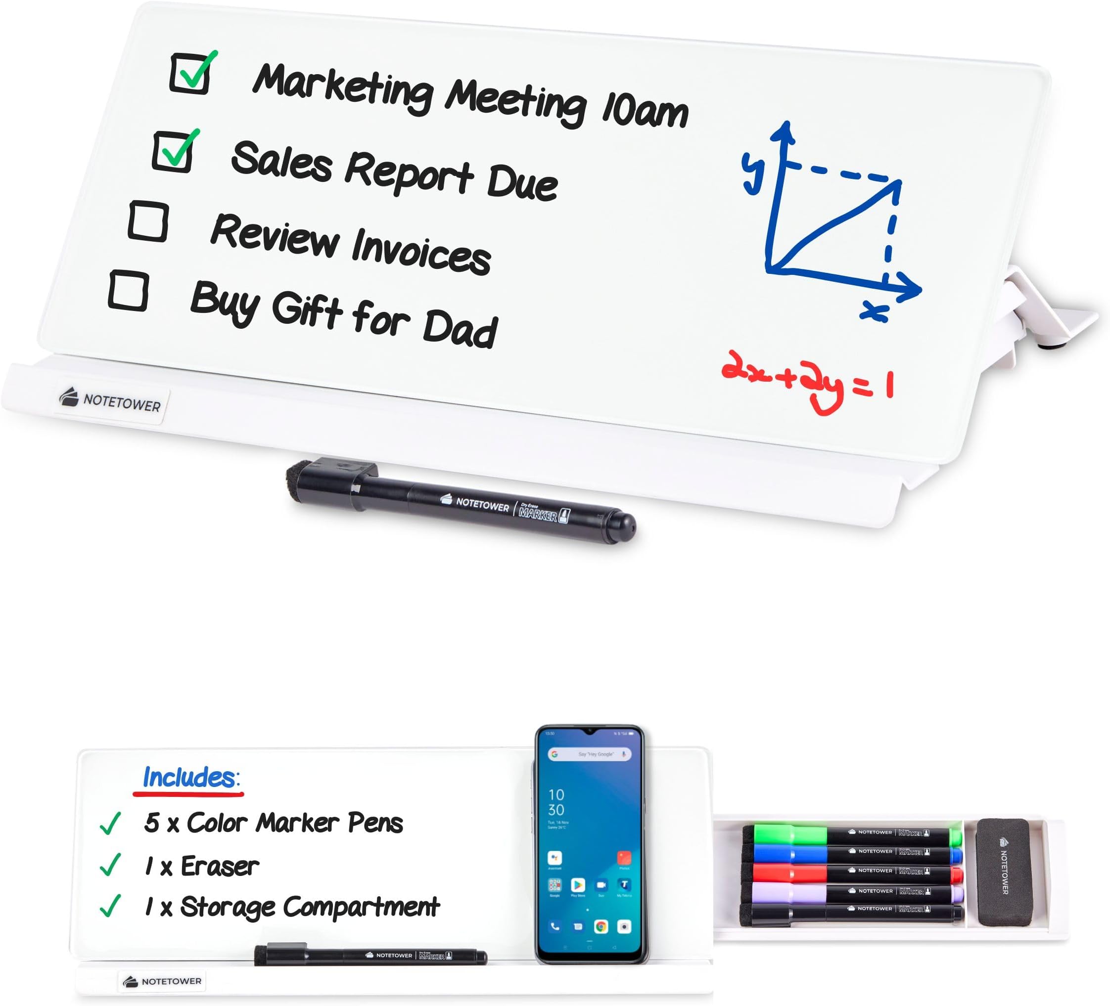Varhomax Small Glass Desk Whiteboard, Dry Erase Desktop