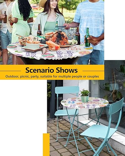 Miniatura 6 de Yun Nist Manteles de mesa con borde elástico, huevos de colores de Pascua sobre mantel blanco ajustable para mesas redondas botánicas de primavera,