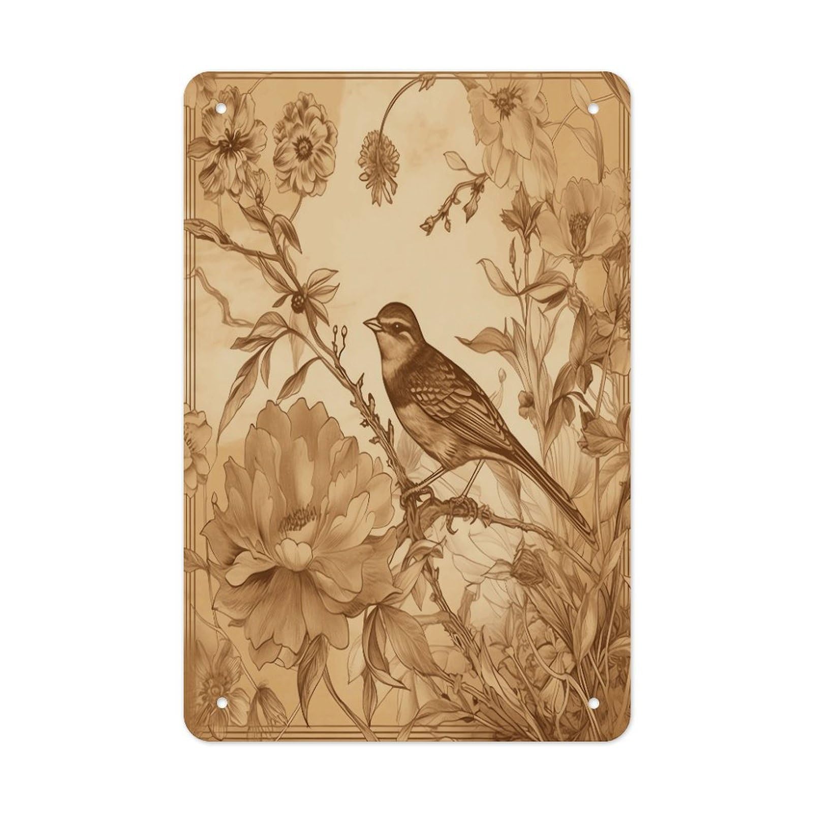 Btcowzrv Style A Bird In The Field Metal Tin Sign Wall Decor Hanging Plaque