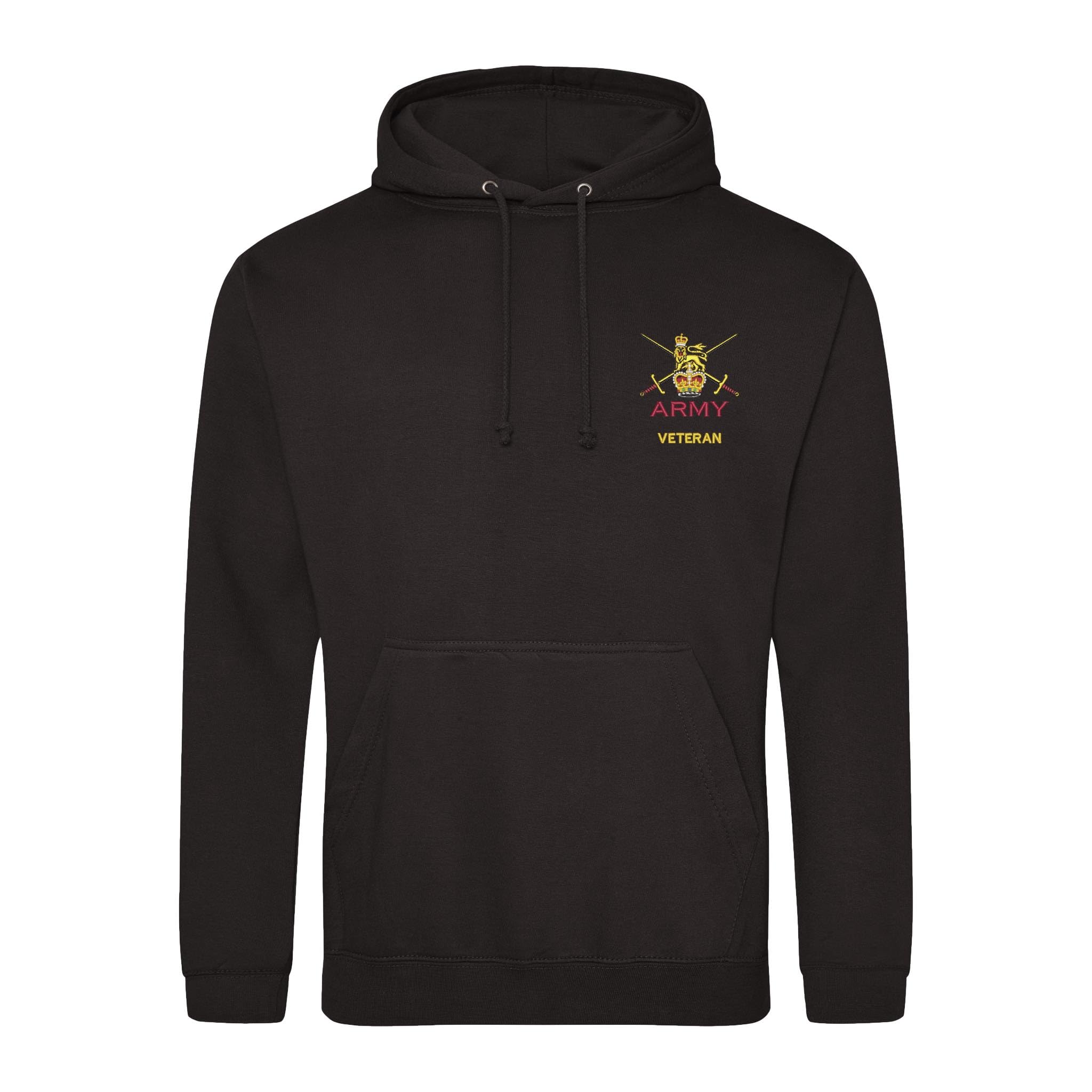 The Military Store Men's Black Army Veteran Embroidered Hoodie, Large
