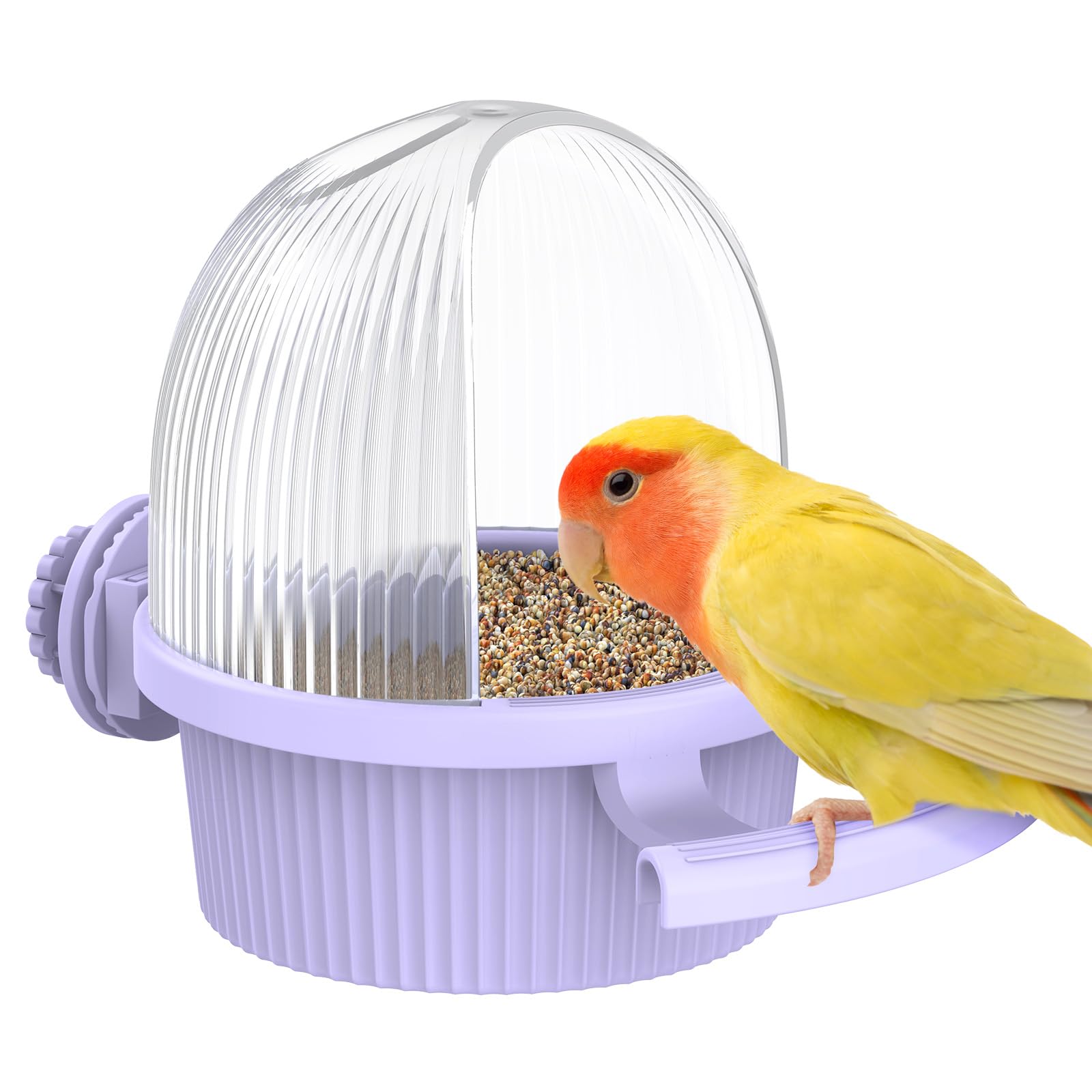 Pawfly No Mess Bird Feeder with Water Dispenser, Food and Water Bowl for Parakeet, Parrot, Cockatiel, Budgie and Lovebird