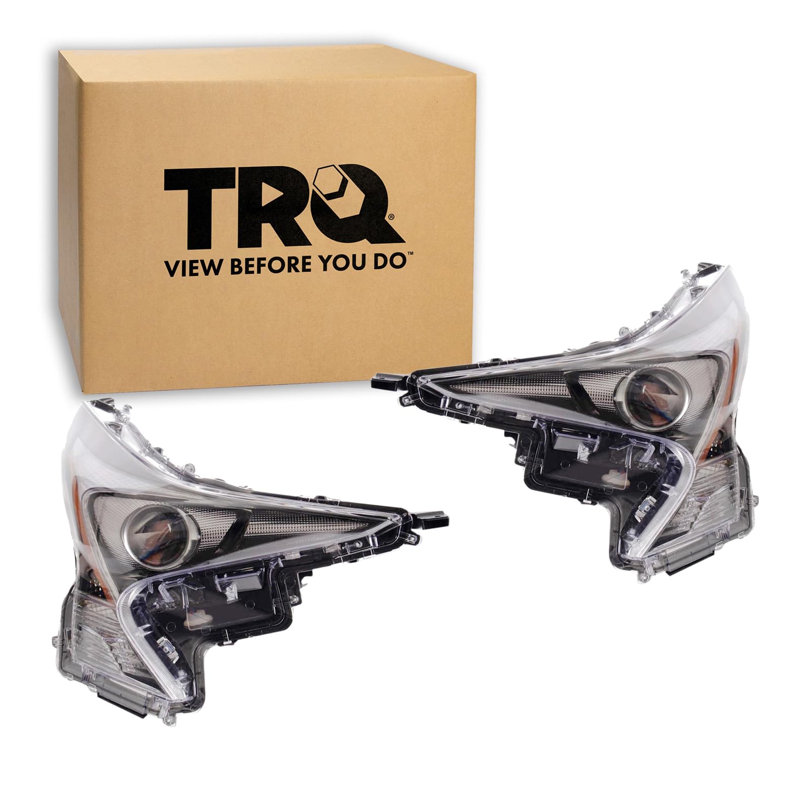 TRQ 2 Piece Headlight Assembly Set Driver &amp; Passenger Side Compatible with Toyota Prius Two Eco 2016-2018 Without Fog Lights TO2502248 TO2503248 8107047711 8114047711