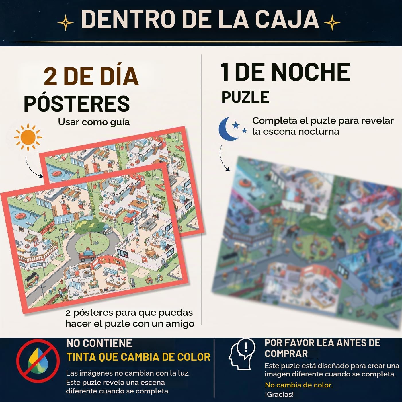 Time Warp - Rompecabezas misterioso de 1000 piezas para adultos, serie de día y noche, un rompecabezas desafiante, difícil y que cambia de imagen para resolver, 67,6 x 48,9 cm, Purrfect Party