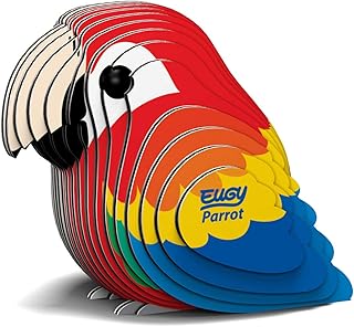Eugy Parrot 3D Puzzle, 25 Piece Eco-Friendly Educational Toy Puzzles for Boys, Girls & Kids Ages 6+