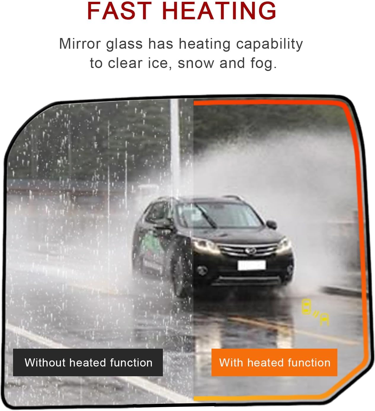 Blind Spot Detection Passenger Side Mirror Replacement for Toyota Tundra 2022-2023, Right Upper Exterior Side Rearview Mirrors Glass, with Backing Plate, Power Heated