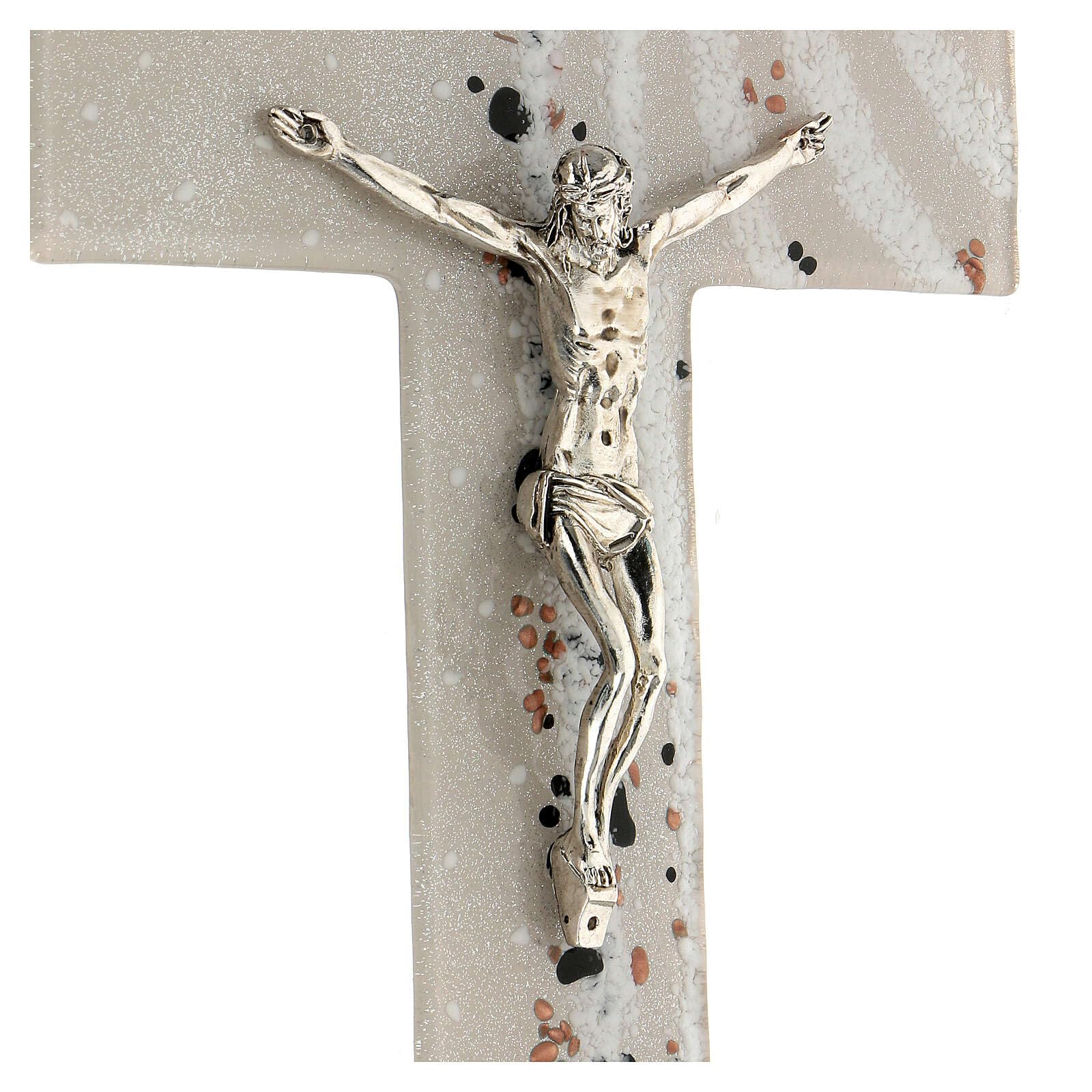 Holyart Crocifissi in vetro e plexiglass: Crocifisso vetro di Murano nero bianco rosa 25x15cm
