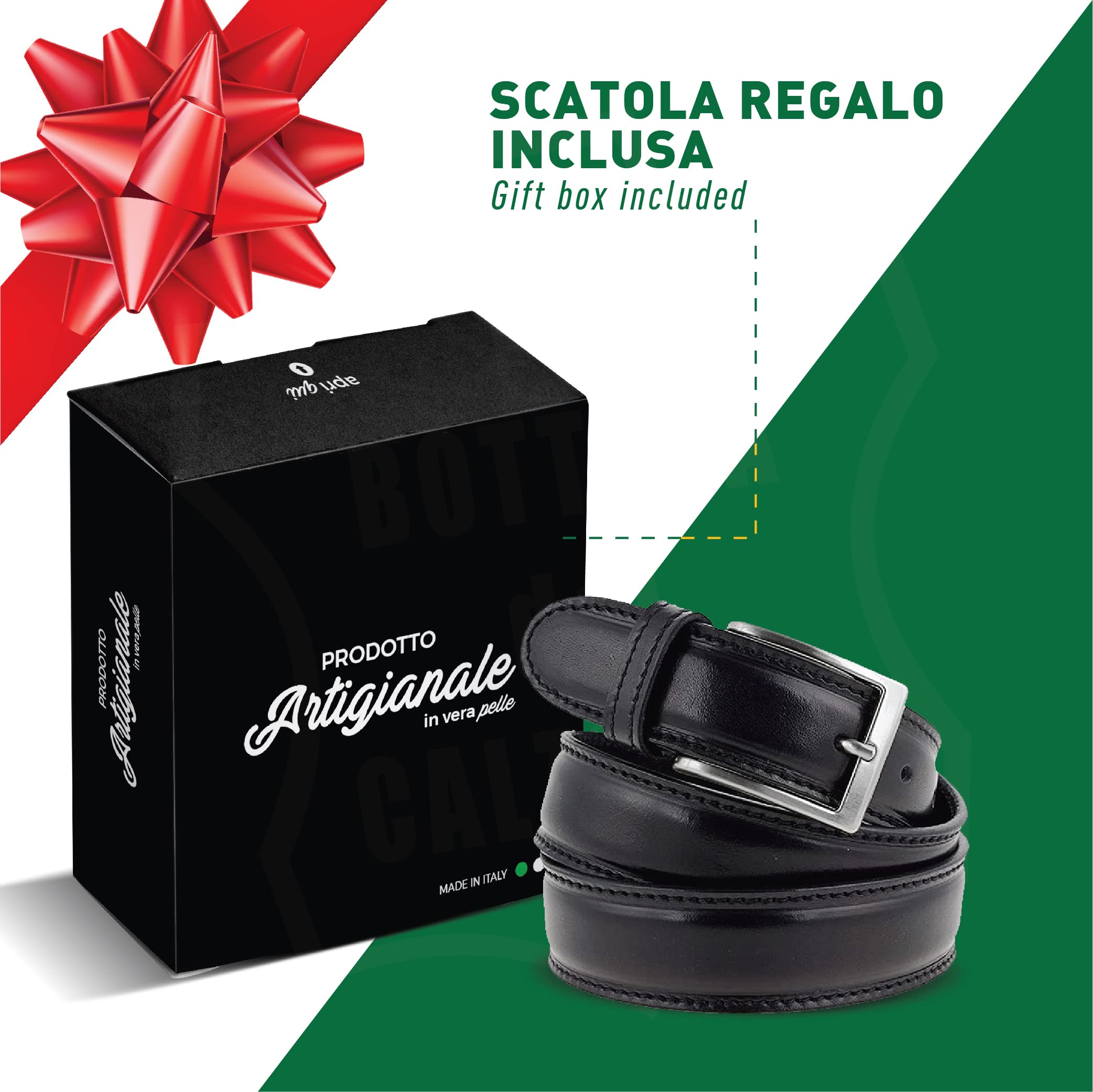 La Bottega del Calzolaio Cintura Uomo in Vera Pelle Classica con Impuntura Artigianale – Made in Italy, Elegante e Resistente, Accessorio di Stile per Abbigliamento Formale e Casual, Alta Qualità