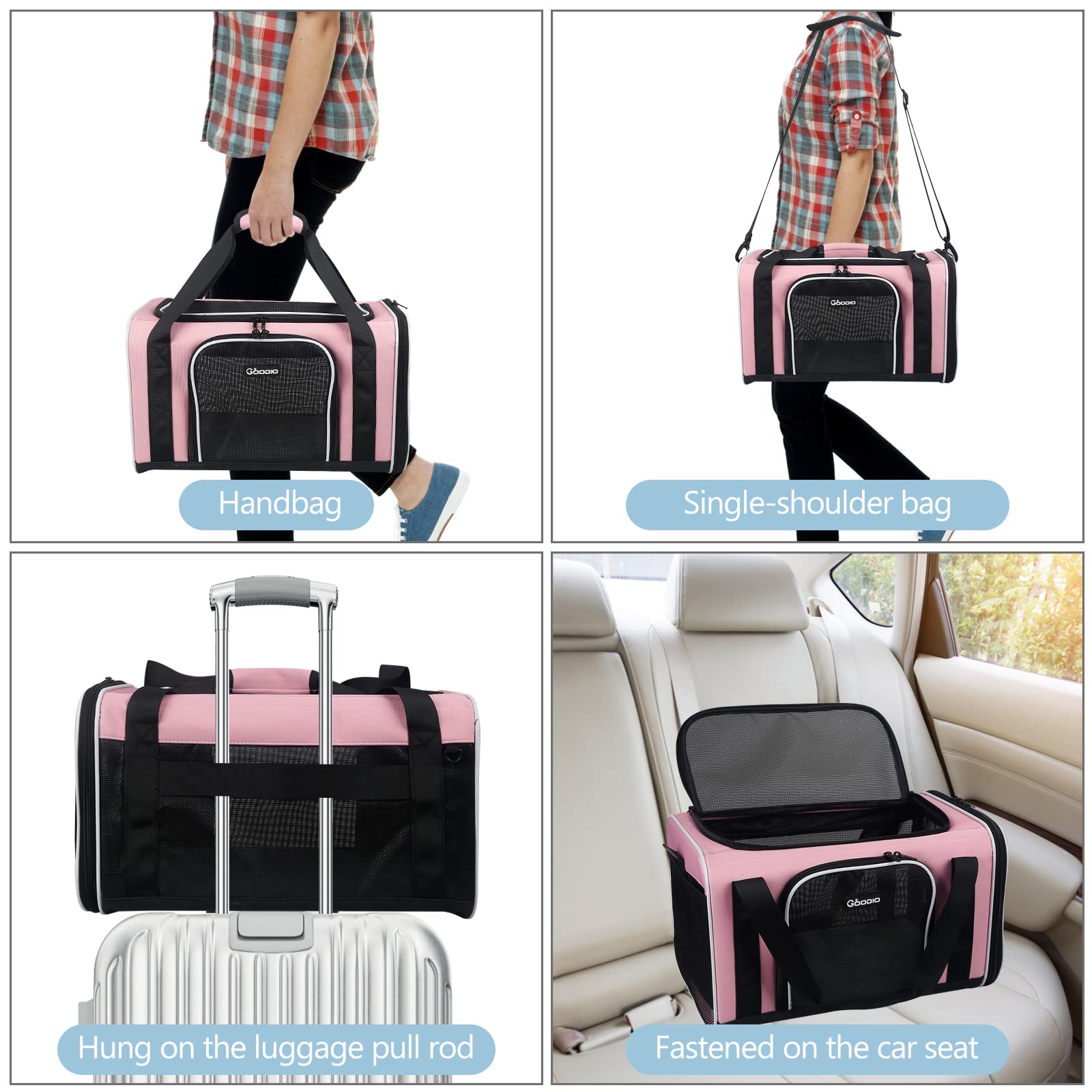 Pet Carrier TSA Airline Approved,Suitable Outdoor Camping Cats and Dogs Pet Travel Carrier Foldable Soft Edge, Waterproof, Large Cat Carrier for 20 lbs,5 Mesh Windows,3 Entrances