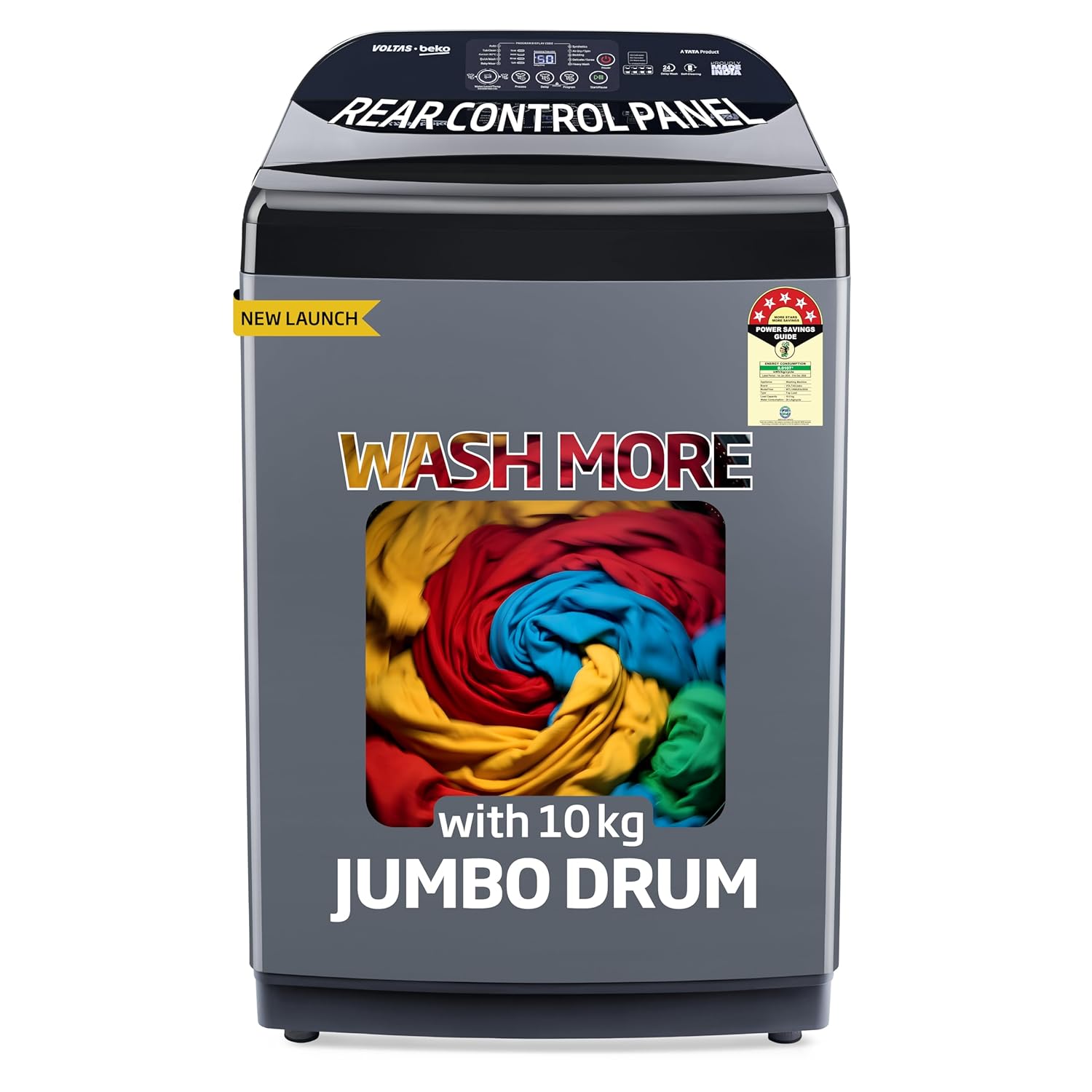 Voltas Beko, A Tata Product 10 Kg 5 Star Fully-Automatic Top Loading Washing Machine (WTL1006UEA/OBS1060, Grey, Double Waterfall Technology) Voltas Beko, A Tata Product 10 Kg 5 Star Fully-Automatic Top Loading Washing Machine (WTL1006UEA/OBS1060, Grey, Double Waterfall Technology)