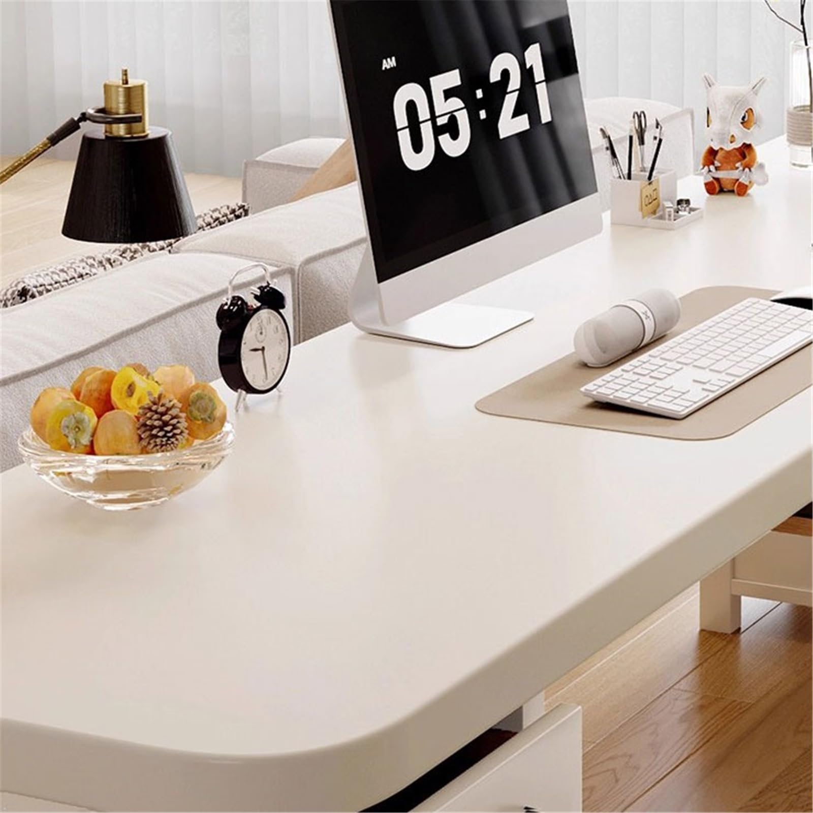 SDdPulse Scrivania da ufficio in legno con contenitore, moderna per casa e ufficio, con vassoio per tastiera e 3 cassetti, bianco, 180 x 70 x 75 cm