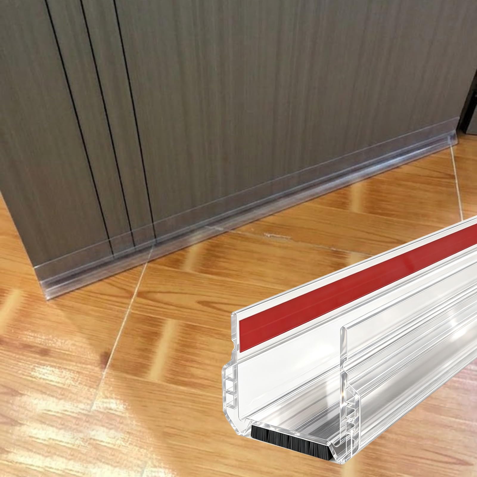 Zugluftstopper für Türen Transparenter Türzugsstopper mit 6-lagiger Bürste,