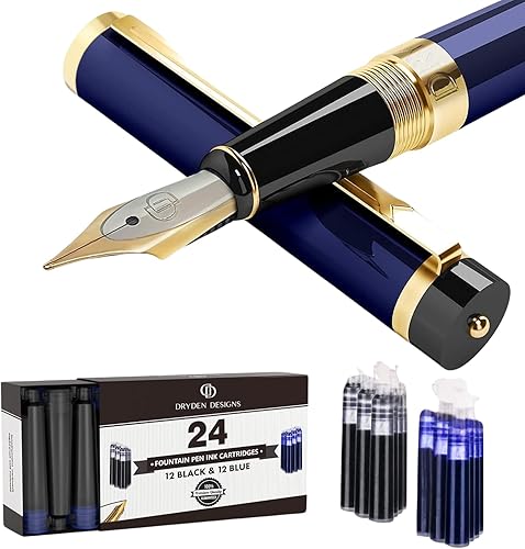 Miniatura 52 de Pluma estilográfica Dryden Luxury, clásica y moderna, de colección ejecutiva y vintage, idea de regalo de negocios y para la caligrafía, Azul