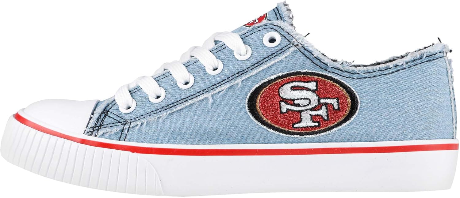 FOCO NFL Womens NFL Denim Team Logo Ladies Fashion Low Top Canvas Sneakers Shoes