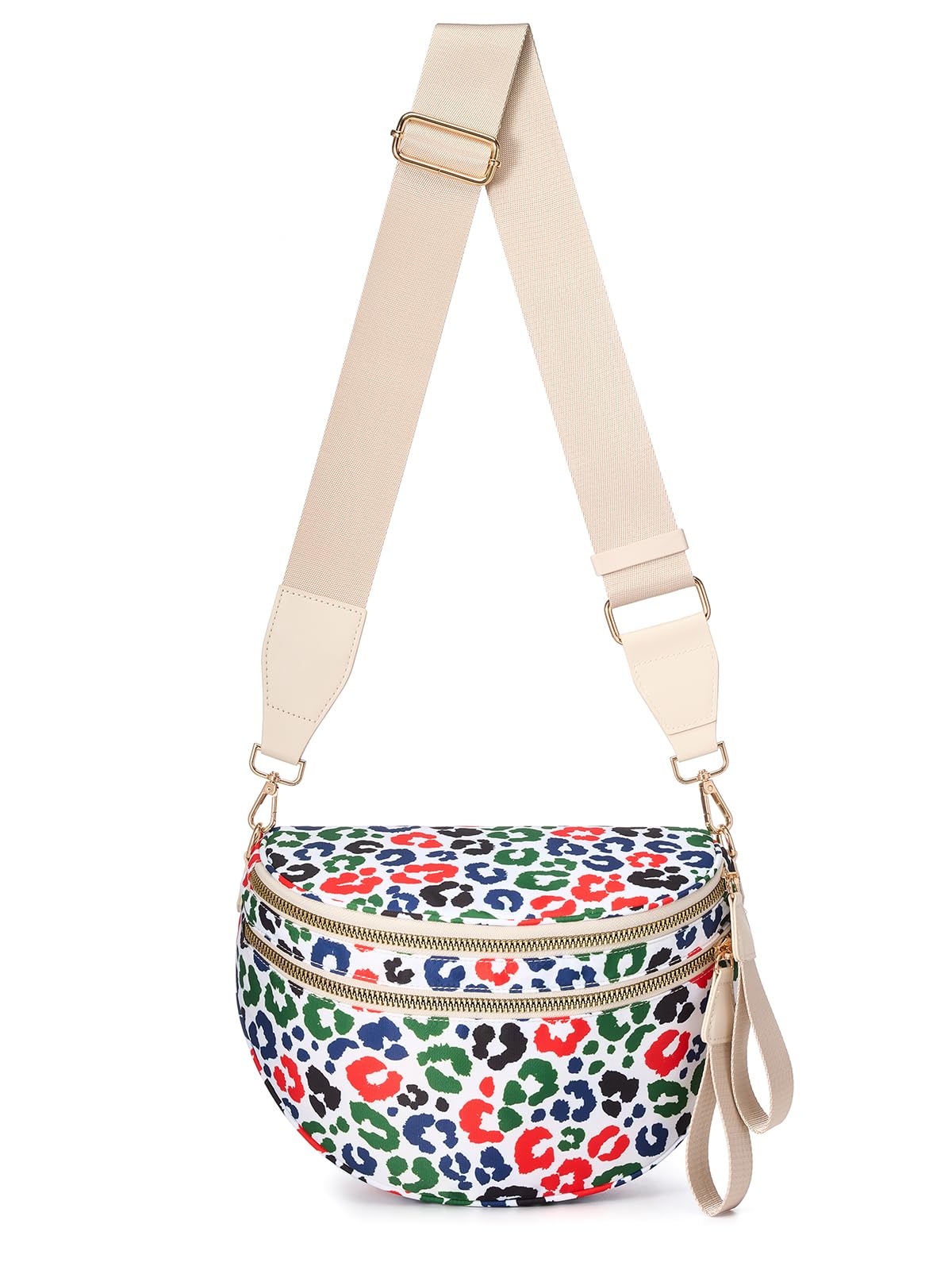 Pure Colour Crossbody Bag Bum Bag for Women,Spacious Purse Fanny Packs Belt Bag,Oversized Bum Bag (Red Green Leopard Bum Bag)