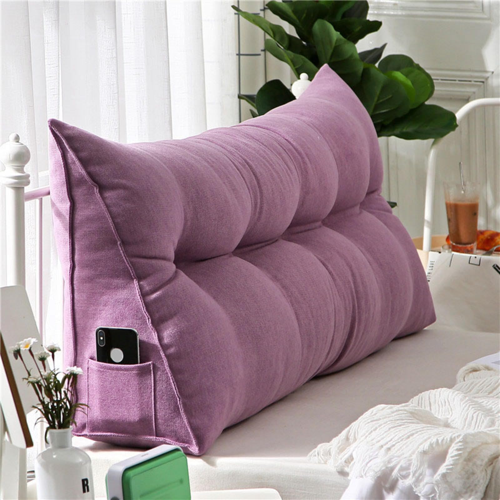Cuscino ortopedico di supporto per la schiena per letto e divano, comodo cuscino da lettura con fodera rimovibile, cuscino ergonomico a cuneo per schienale, cuscino lungo per supporto lombare, 60 x 20