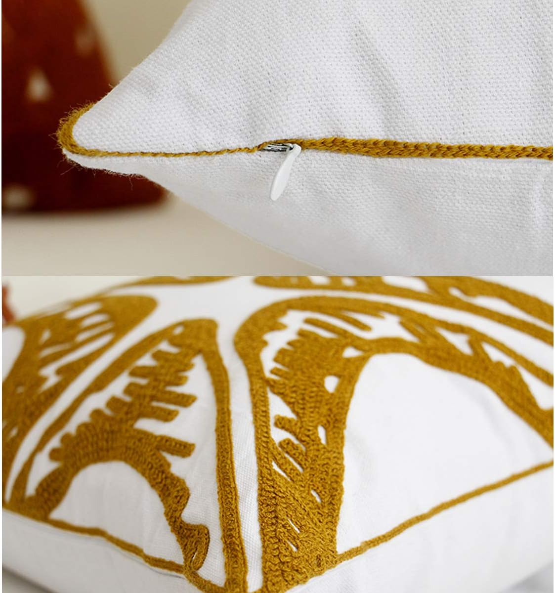 MOCOFO Set of 4 Coastal Ocean Beach Voyage Throw Pillow Covers - Nautical Embroidered Starfish Seahorse Navy Animal Sea Decorative Canvas Cotton Linen Cushion Covers for Home Sofa Decor