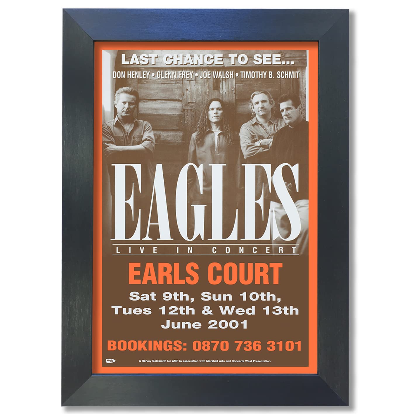 Black 'Generic' Eagles #1 Vintage Rare Band Rock Posters Concert Tour Music - A4 A3 A2 - Quality Prints … (Not Framed, A3)