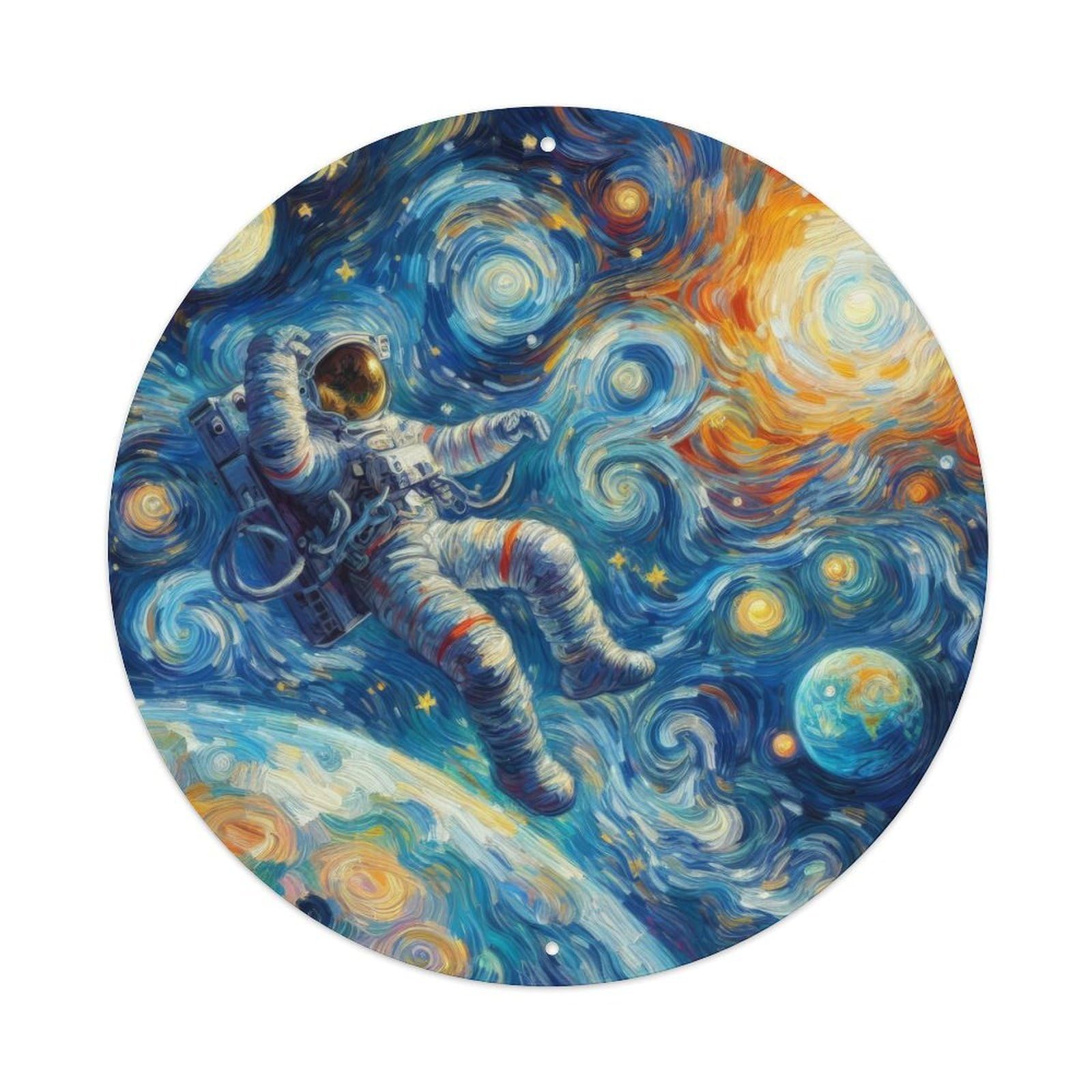 Vintage Art Mystic Dream Under Starry Night Vintage Metal Tin Sign Plaque Wall Decor for Cafe, Club, Garden Round Metal Poster 8x8Inch