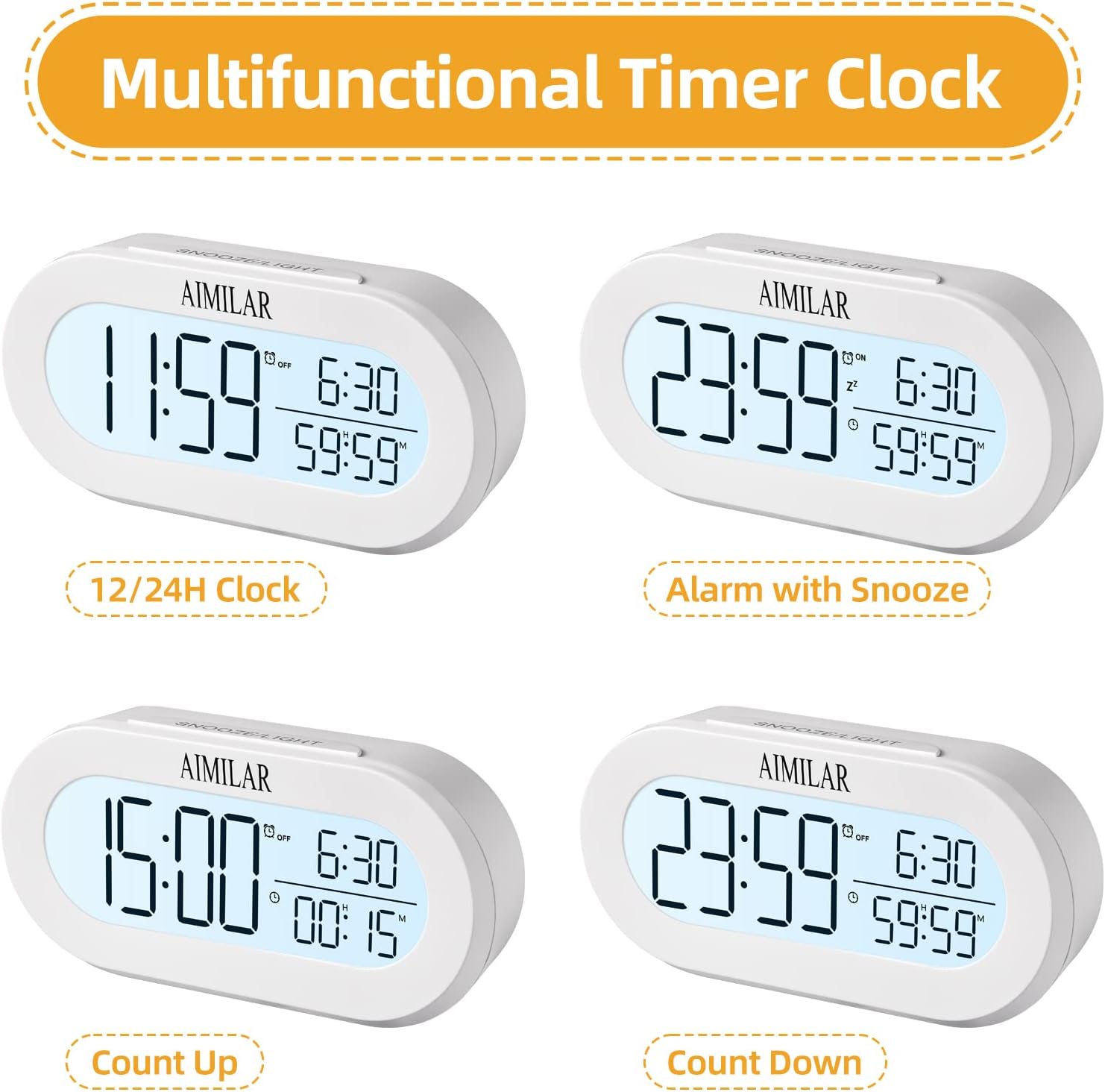 Buy AIMILAR Digital Alarm Clock with Timer Digital Count Up Down Timer