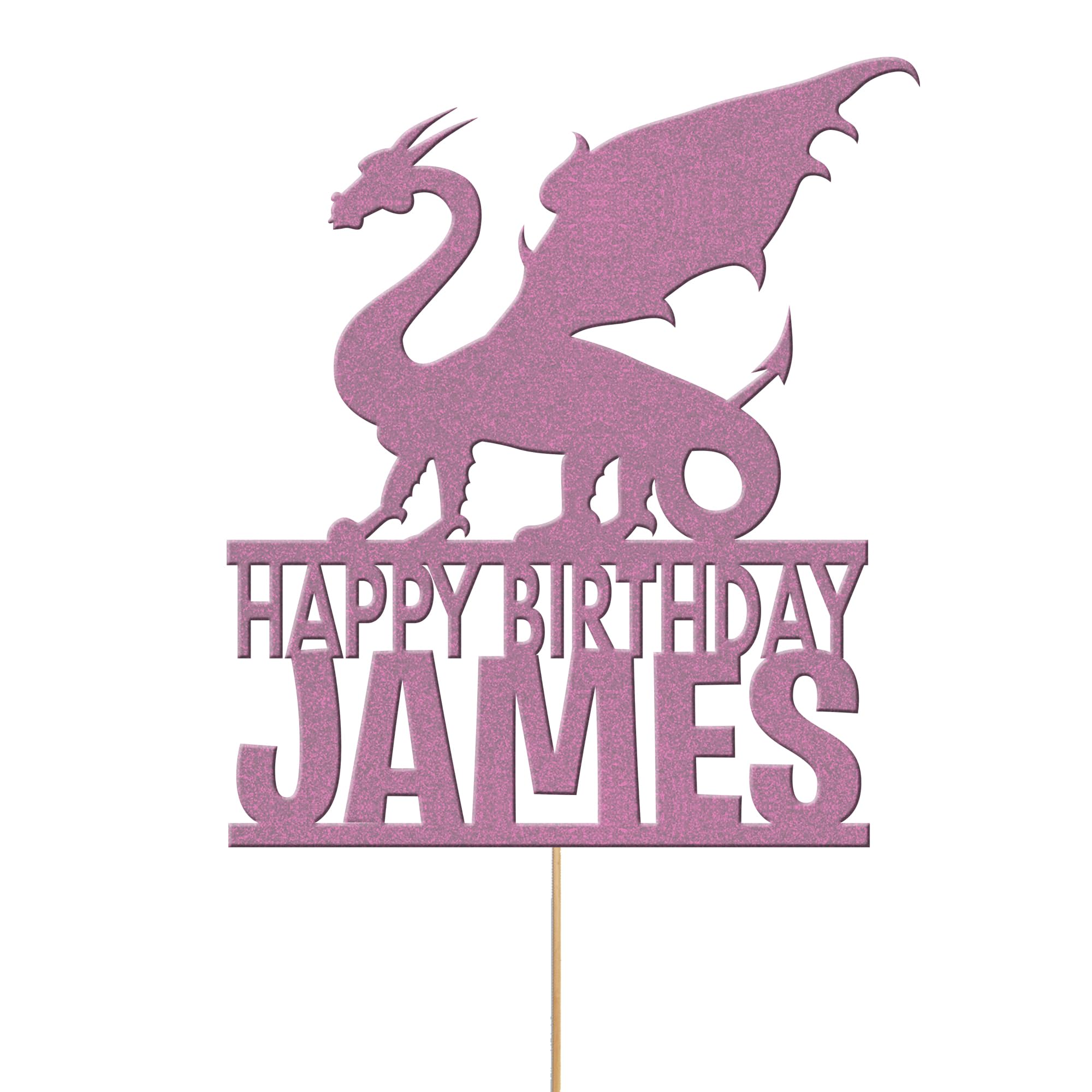 Edible Cake Decorations | Customized Birthday Cake Toppers | Custom Name | Dragon Fantasy Topper (Baby Pink)