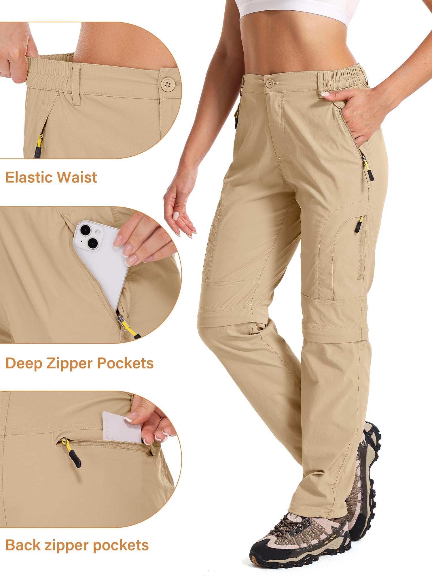 Jessie Kidden Pantalon de randonnée pour Femme - Séchage Rapide - Léger - Imperméable - avec Poches zippées - Marche - Escalade