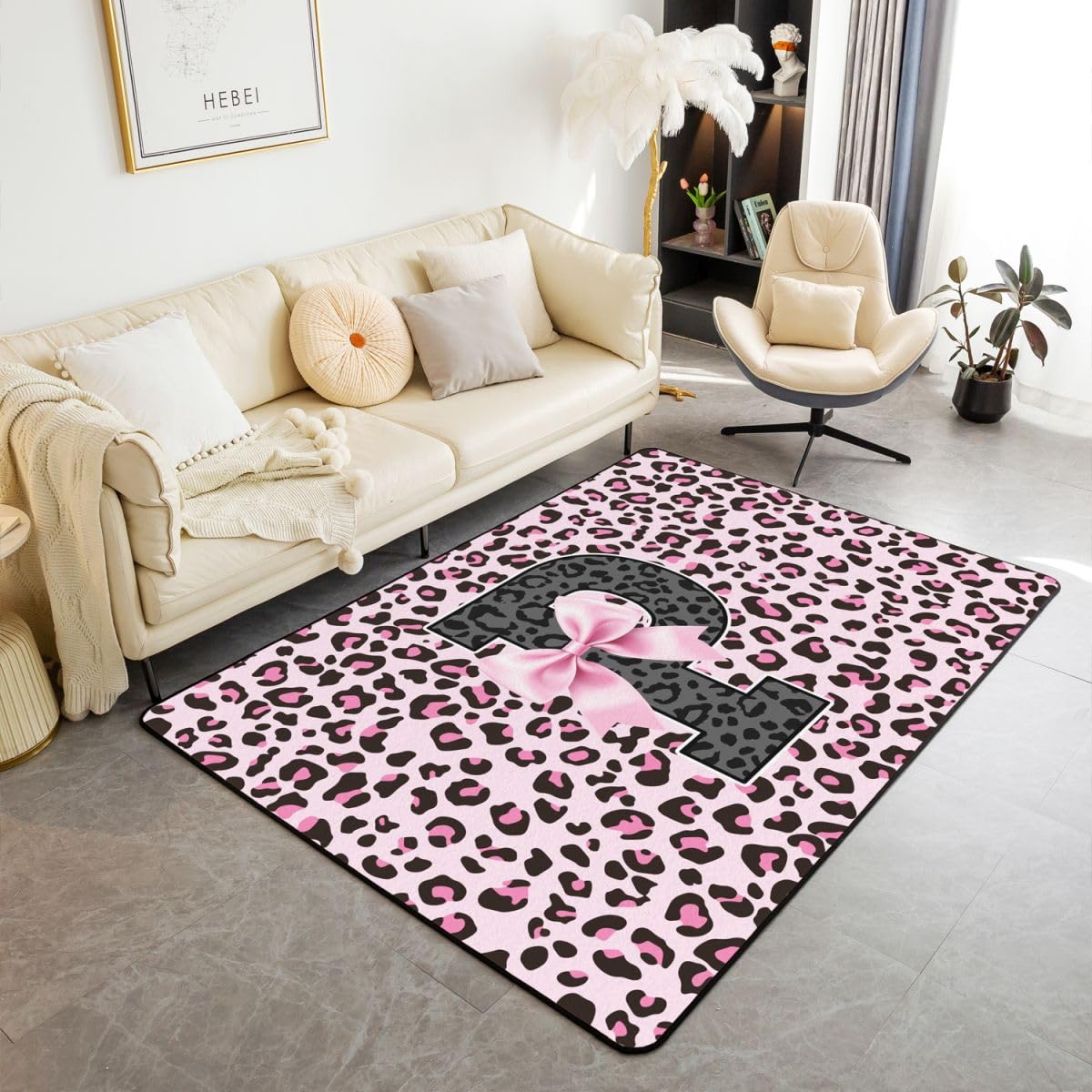Homewish Dywaniki w panterkę z kokardą do sypialni 100 x 150 cm