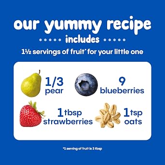 Happy Baby Digestive Support Blends, Organic Stage 2 Baby Food with Prebiotic Fiber, Pear, Blueberries, Strawberries & Oats, 4 Ounce Pouch (Pack of 16)