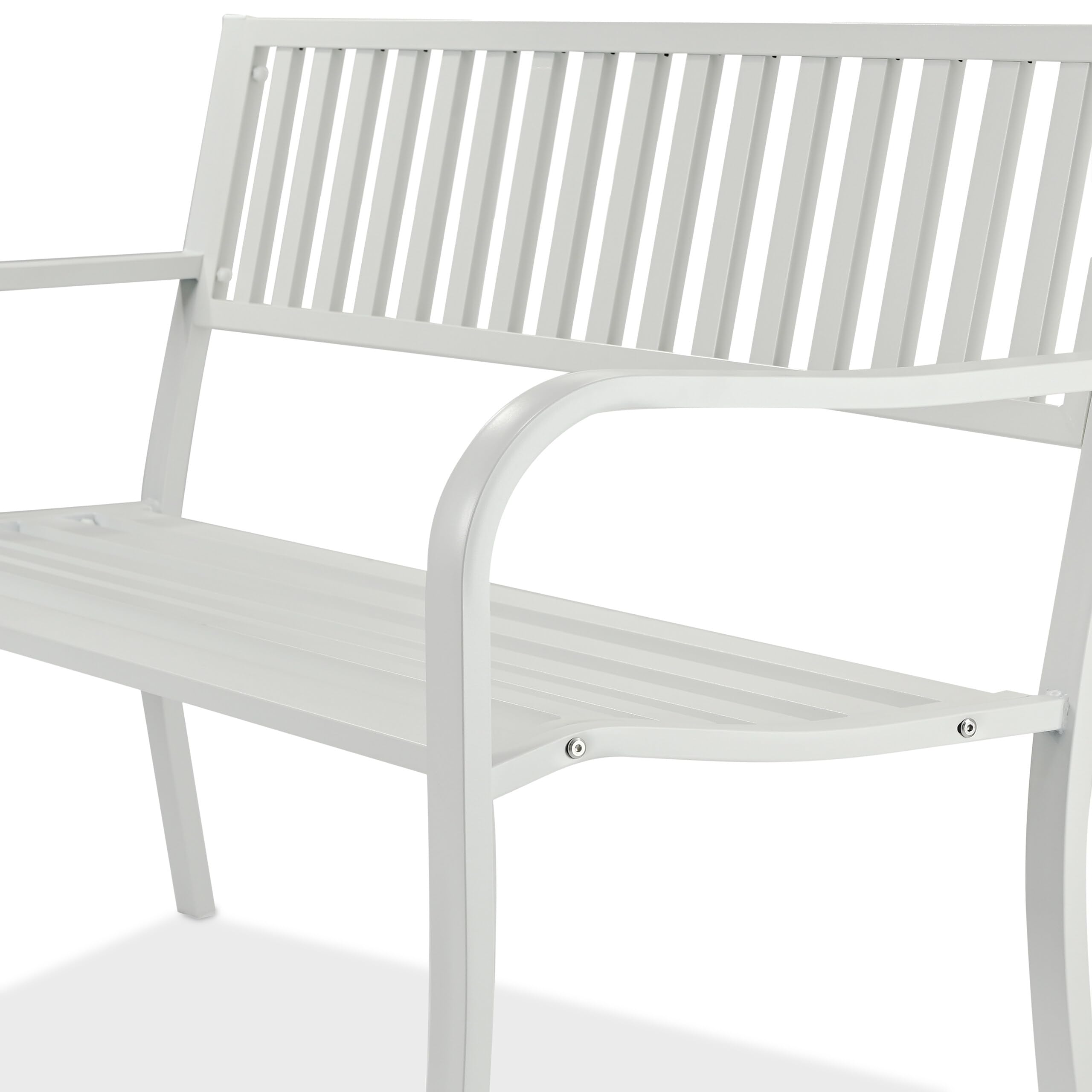 Relaxdays Banc de Jardin 2 Places en Acier, terrasse, Balcon, Blanc, 82 x 127,5 x 59,5 cm