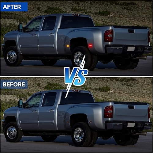 Miniatura 9 de Luces LED de posición laterales compatibles con Silverado Sierra 2500HD 3500HD 2015-2023 de repuesto, luces indicadoras traseras rojas delanteras