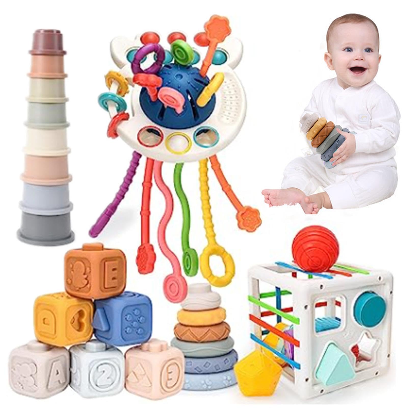 Juguetes apilables para la dentición, Juego de Juguetes sensoriales