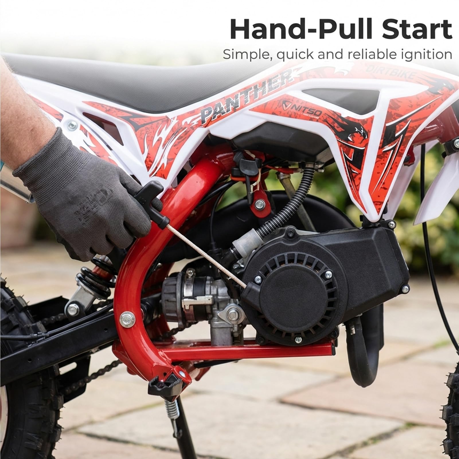 Gas Dirt Bike Kids 50cc, Gas Dirt Bikes for Kids 8-14, 2-Stroke Gas Motorcycle with Front Rear Disc Brakes, Kids Motorcycle with Off-Road Tires, Shock Absorption Springs, Soft Seat Cushion