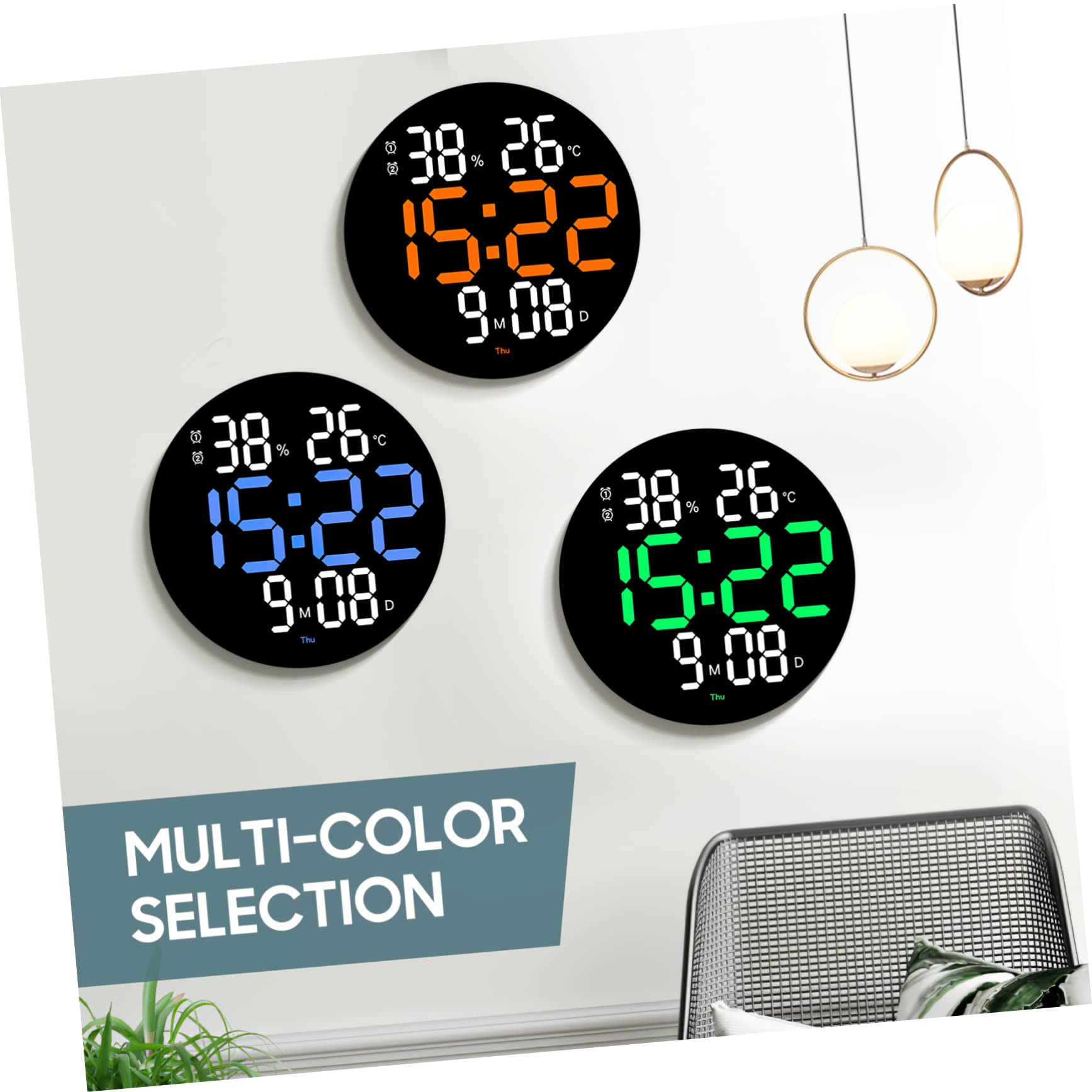 Gatuida LED Wanduhr mit Großem Display, Digitale Anzeige für Büro