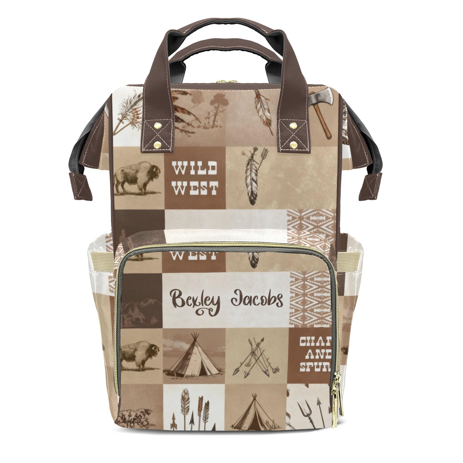 Personalized Diaper Bag Backpack Name West Cowboy Life Wild Large Capacity Nappy Bag: Designed for Travel &amp; Everyday Use