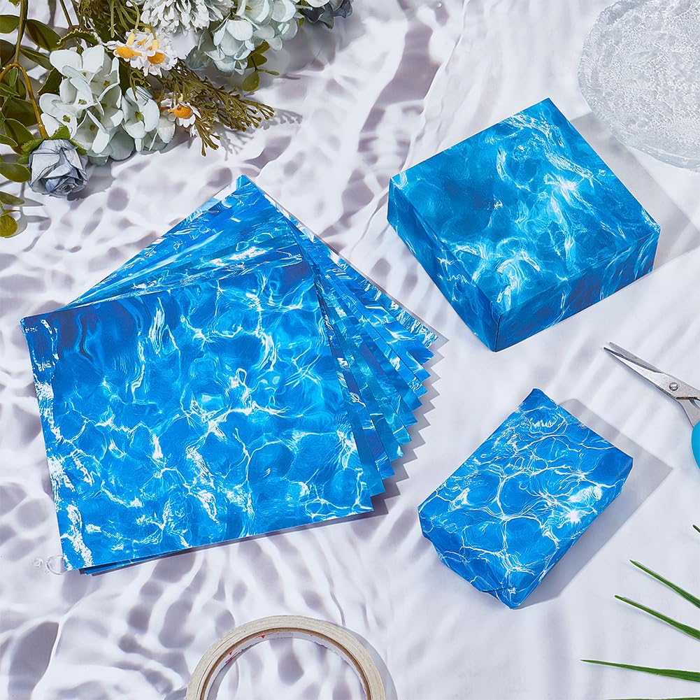 GORGECRAFT 24 foglio di Carta Scrapbooking con Texture Acqua 6x6 pollici Carta Sfondo Scrapbooking con Onde 12 stili Cartoncino con Motivo Oceano Blu Album Fotografici Decoupage Creazione di Biglietti