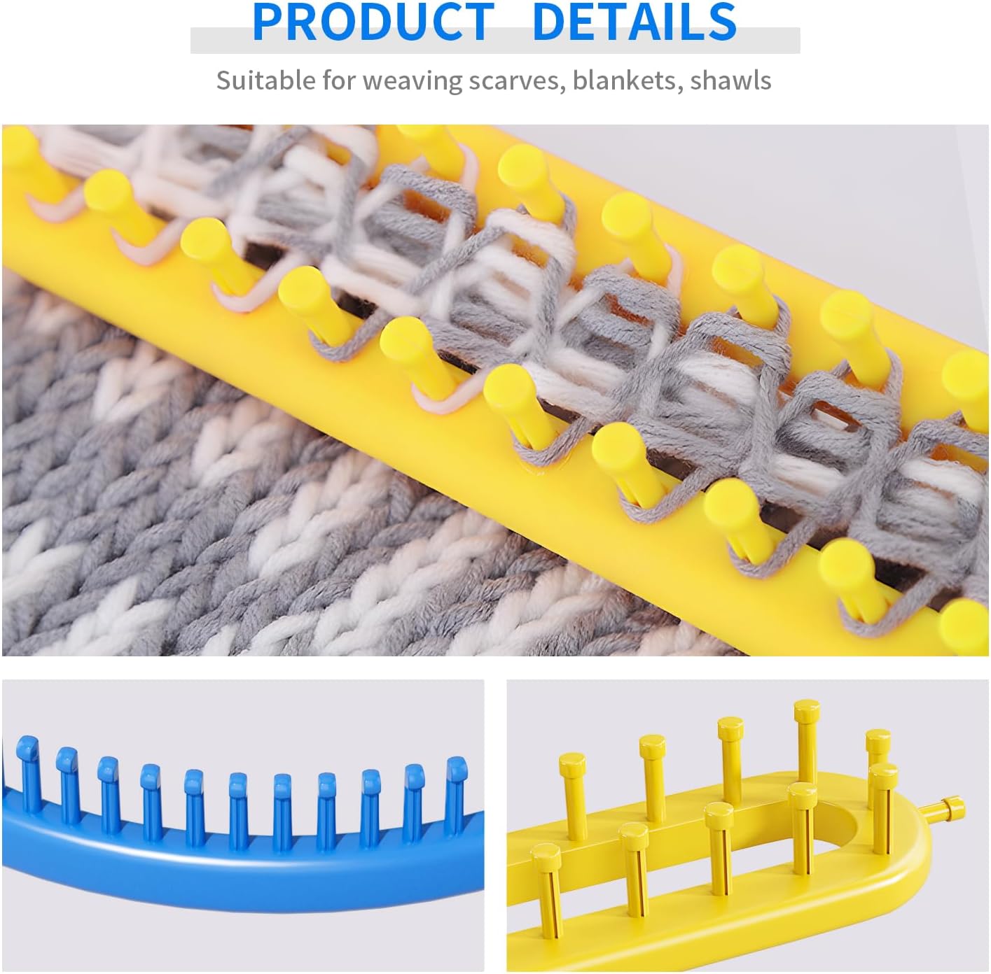 cureder Knitting Loom Craft Kit - Long Knitting Loom and Round Knitting Loom - Include 2 Knitting Yarn Loom Needle and 2 Plastic Loom Pick, (4 Round Loom&4 Long Loom), Great for Kids or Baby Blanket