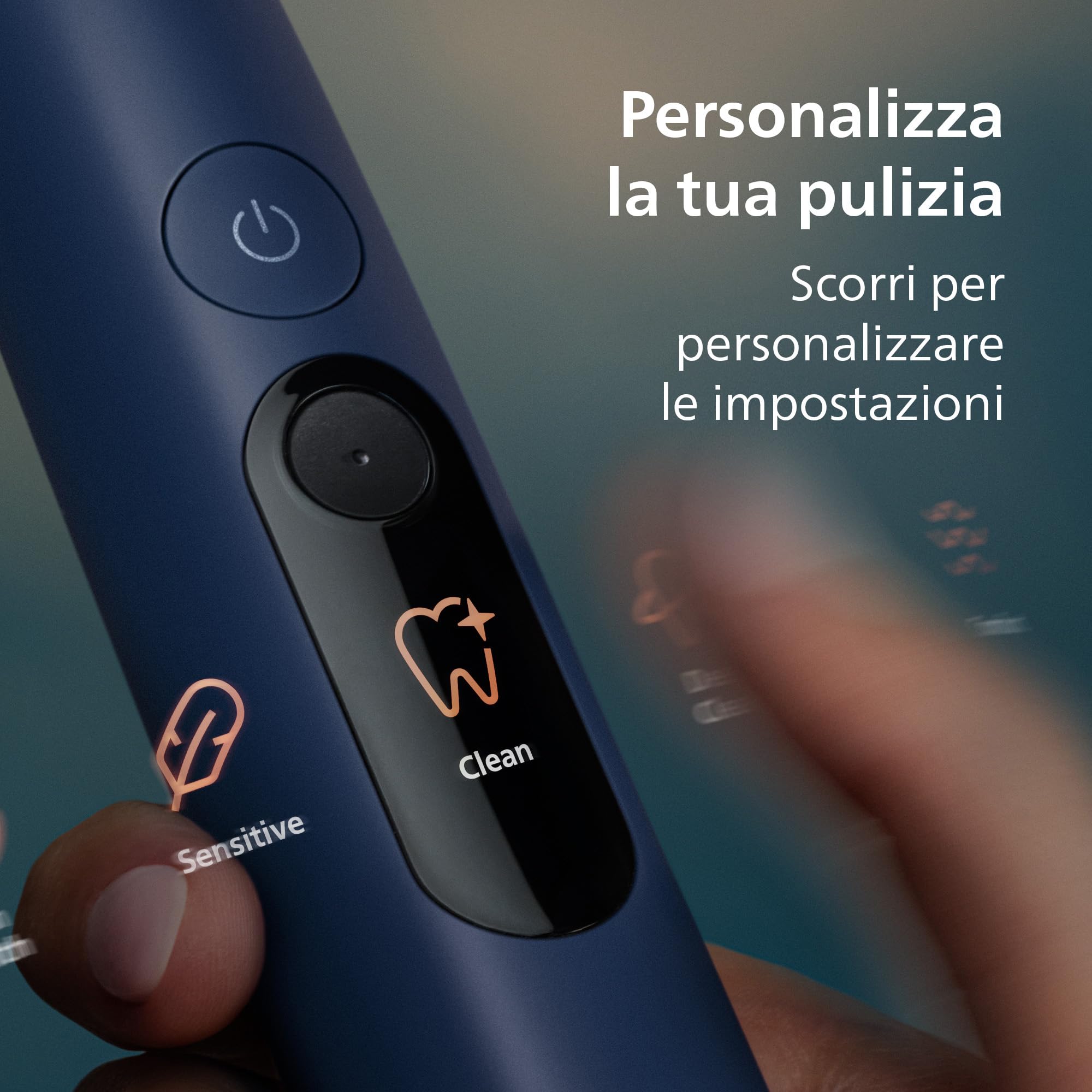 Philips Sonicare Next-Generation DiamondClean 8000 Spazzolino elettrico - con Feedback di pressione, 15 impostazioni, blu scuro, HX8311/13