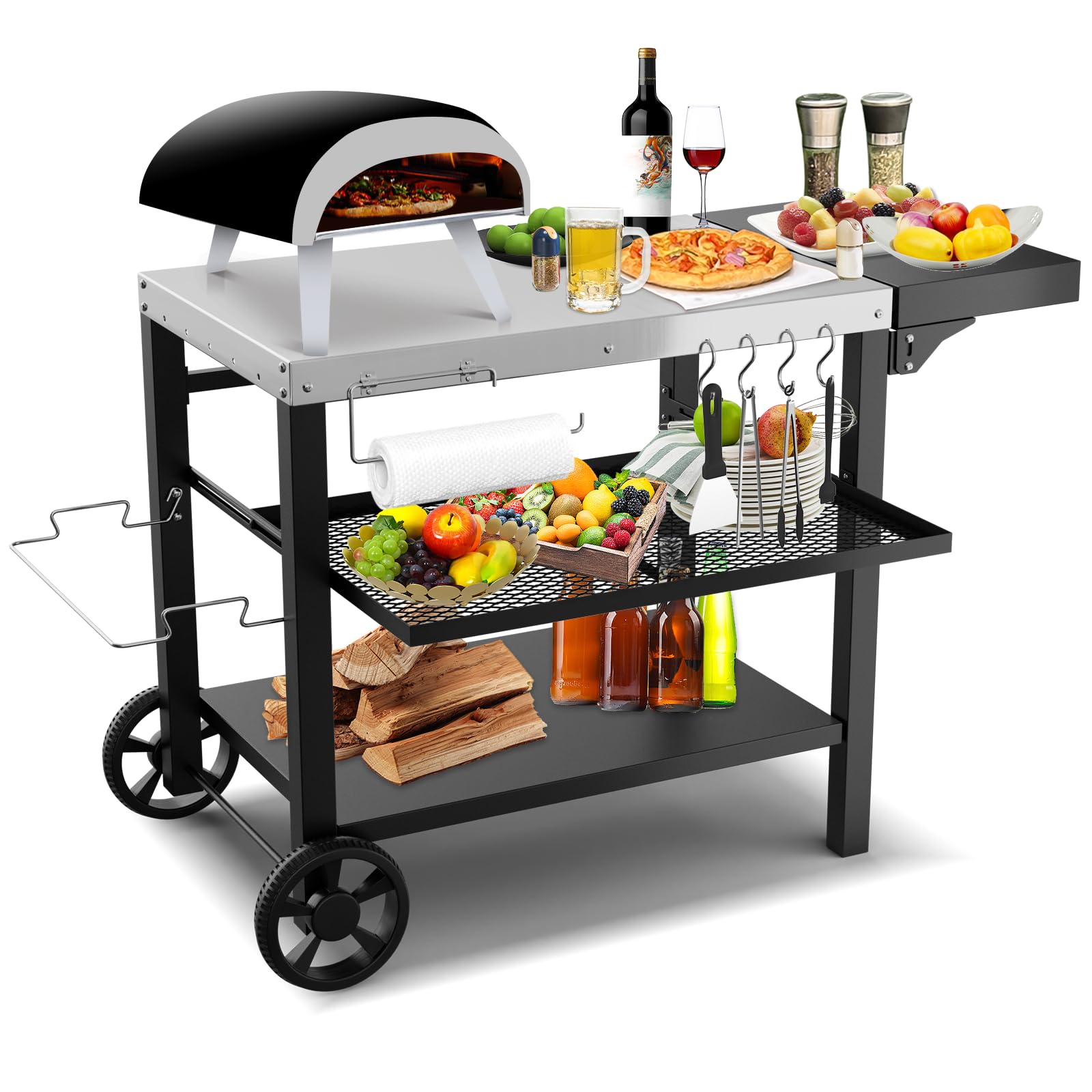 Table De Travail Barbecue Onlyfire - Acier Inoxydable - 120x53x81cm - Étagères Et Accessoires