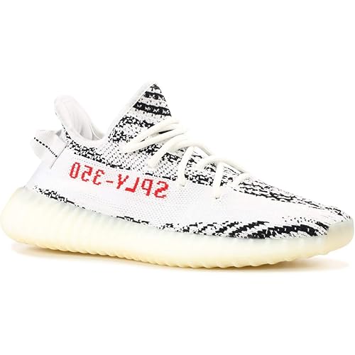 adidas Mens Yeezy Boost 350 V2 Zebra White/Black-Red Fabric Size 11.5