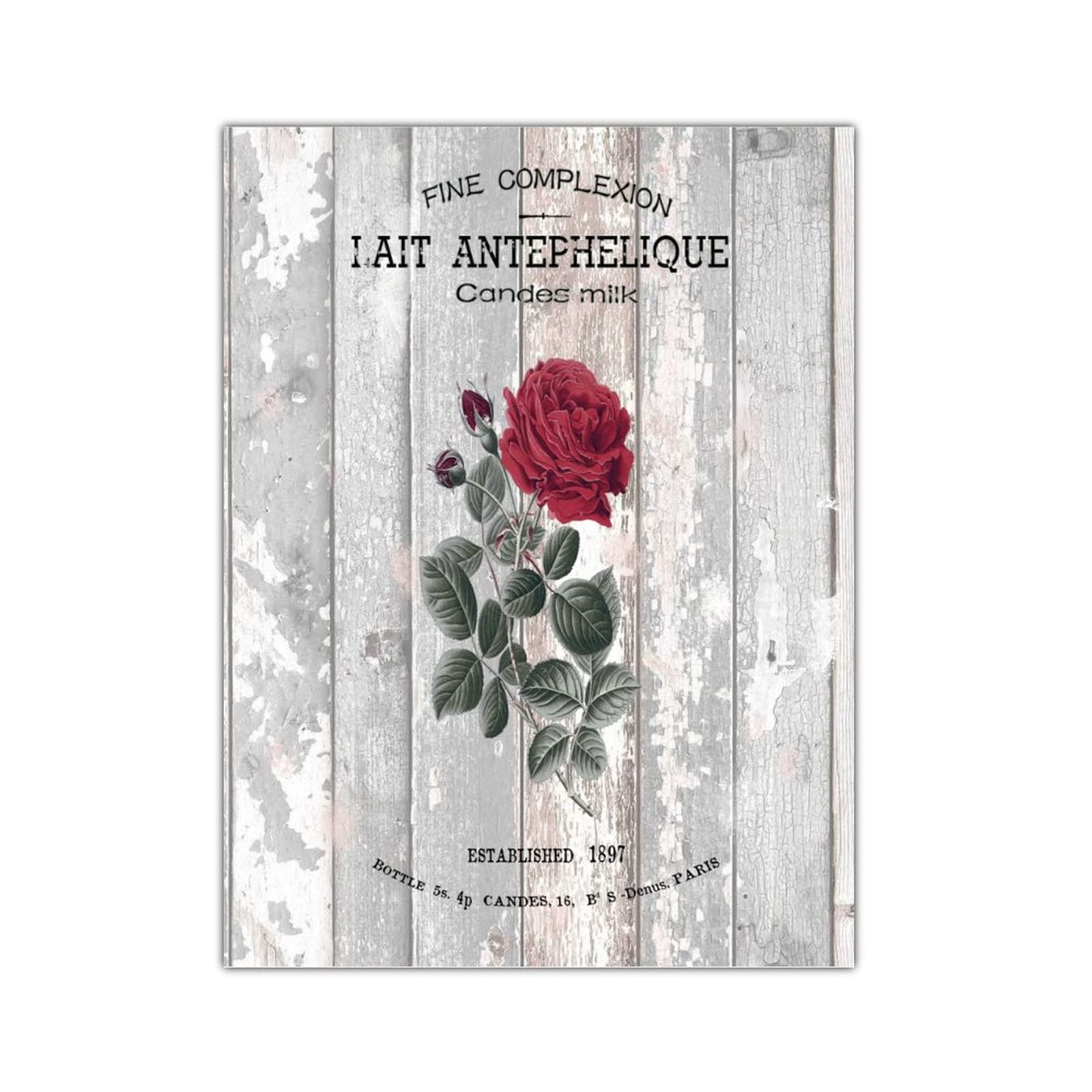 Plaque en bois vintage bouquet de roses de style shabby chic