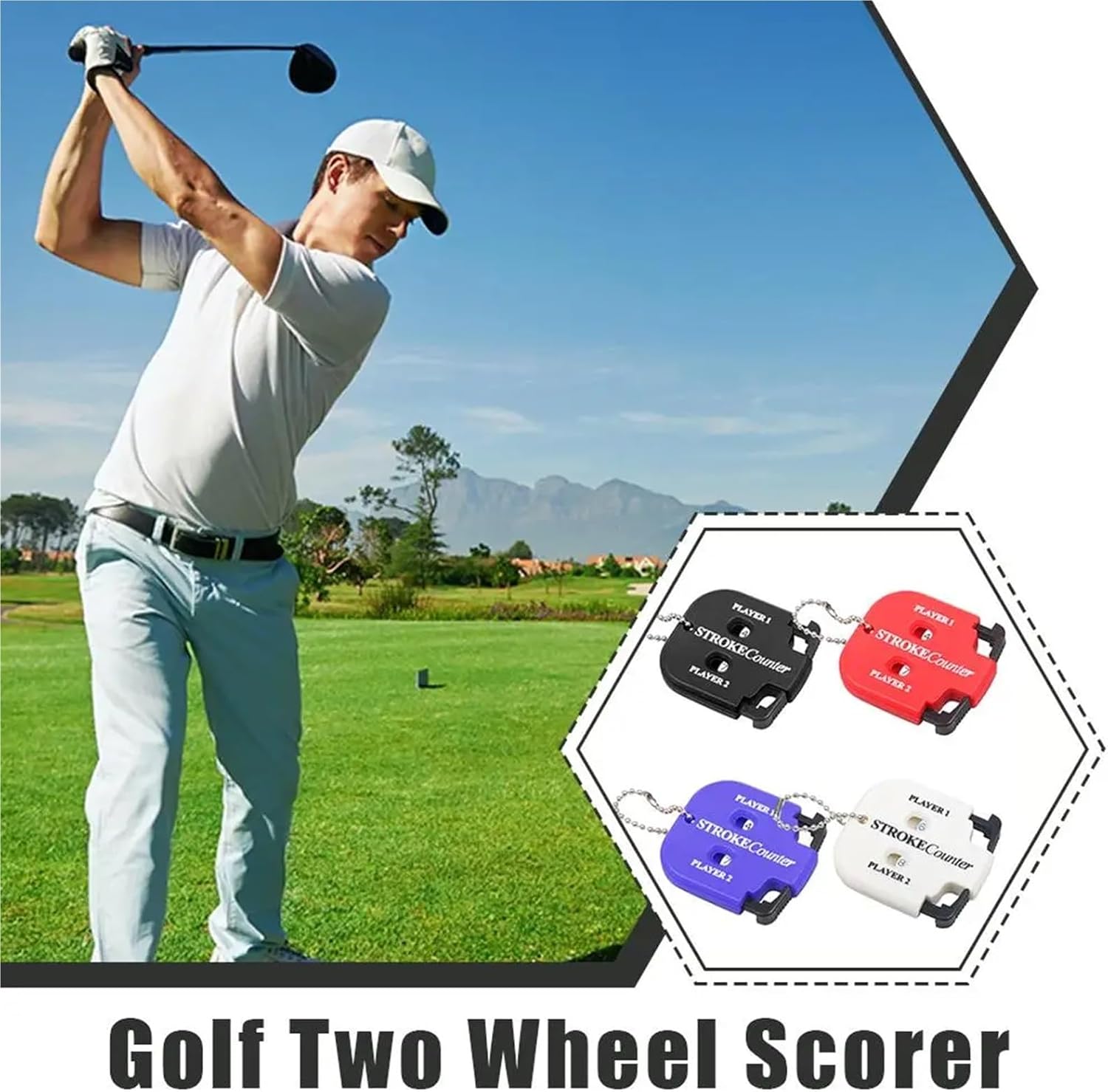 Golf Score Counter 5 PCS Mini Handy Golf Shot Count Stroke Putt Score Counter Two Digits Scoring Keeper with Key Chain