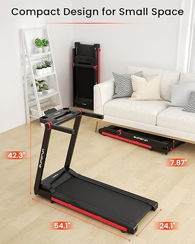 Miniatura 7 de Superun Folding Treadmills for Home, 3HP Treadmill with LED for Walking & Running, Portable Treadmill with Bluetooth Connectivity APP